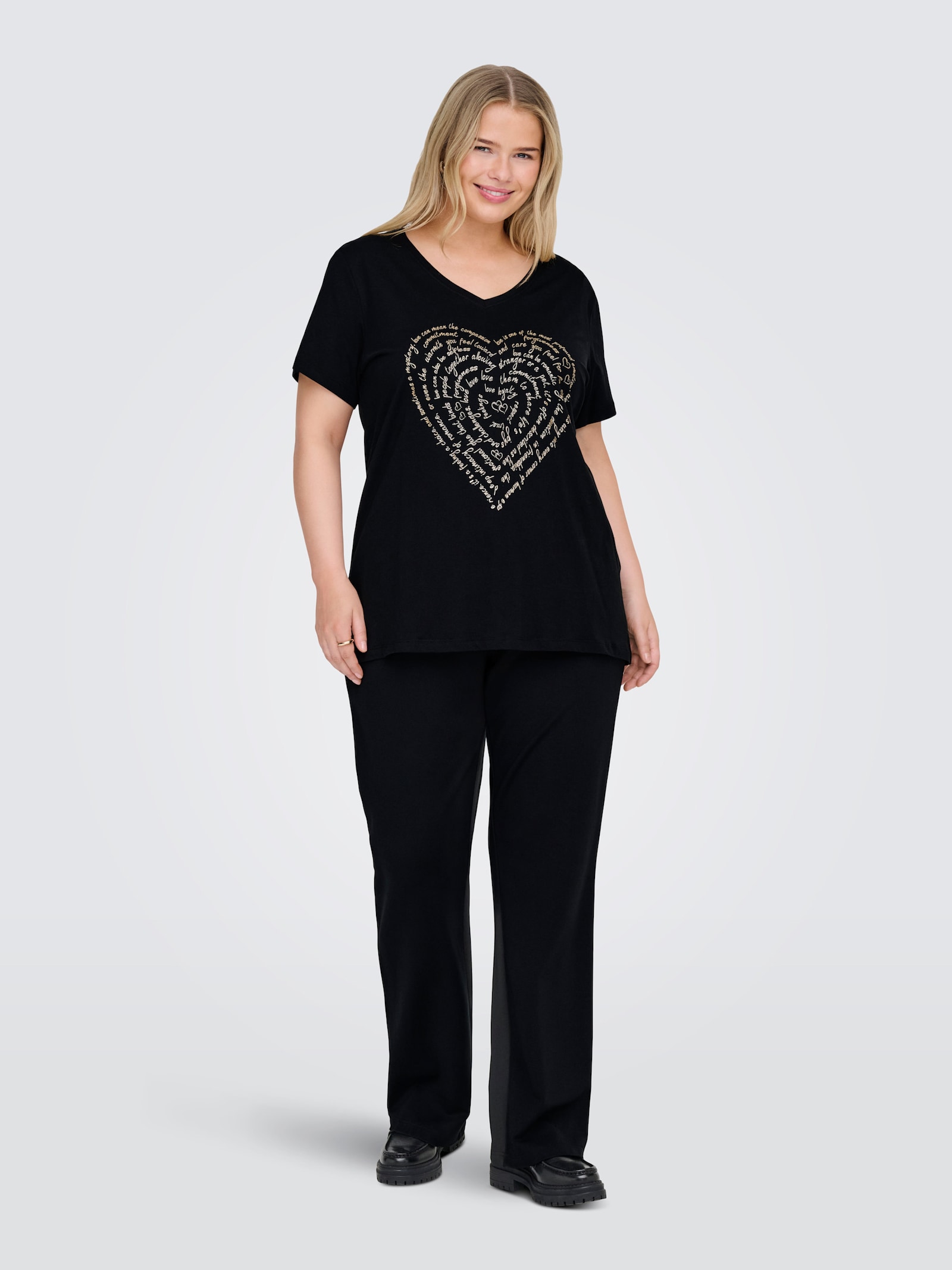 ONLY CARMAKOMA Kurzarmshirt - black print:heart