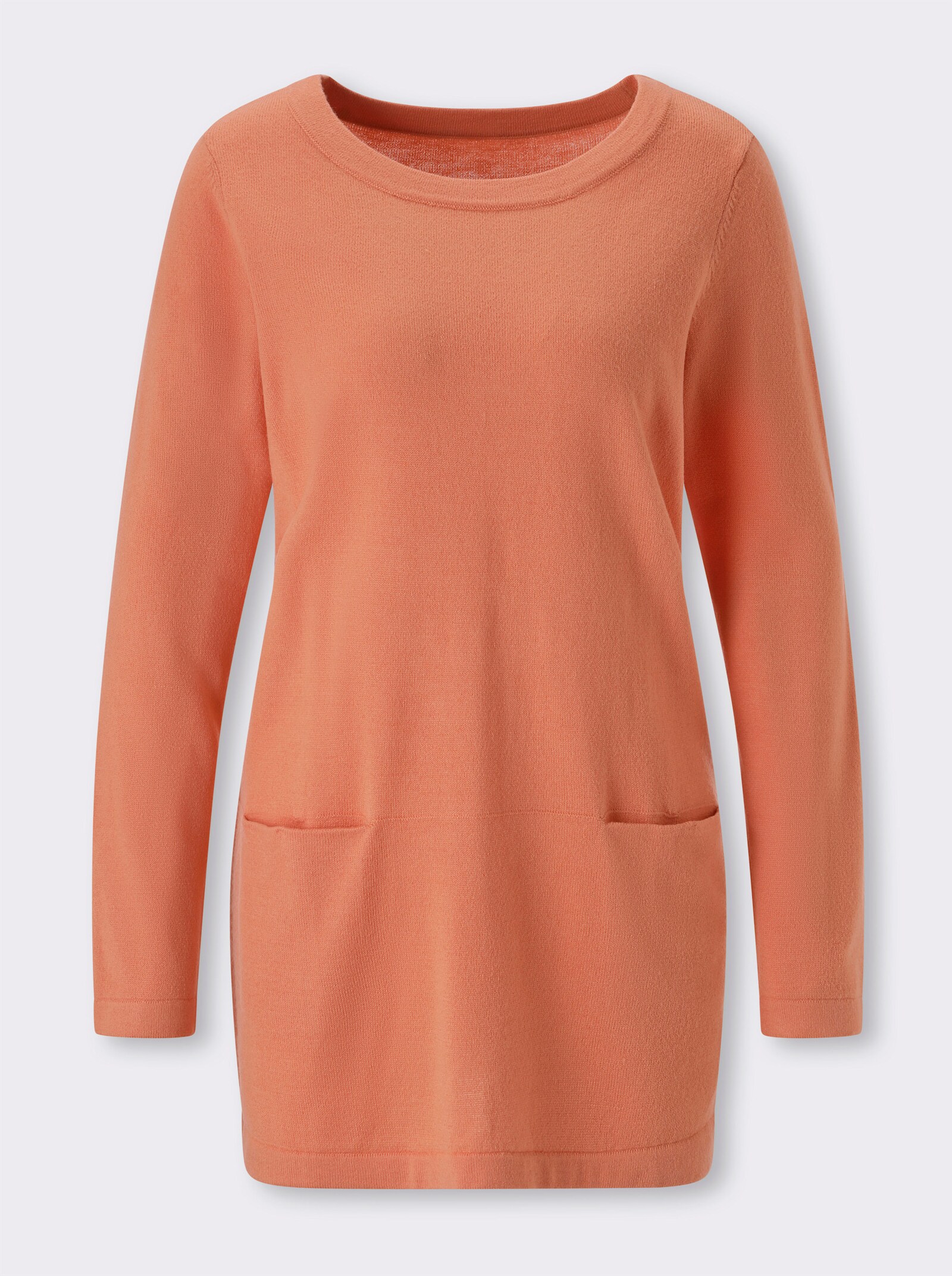 Longpullover in leichter A-Form - papaya