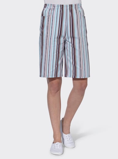 Bermudas mit Rundum-Dehnbund - aqua-gestreift
