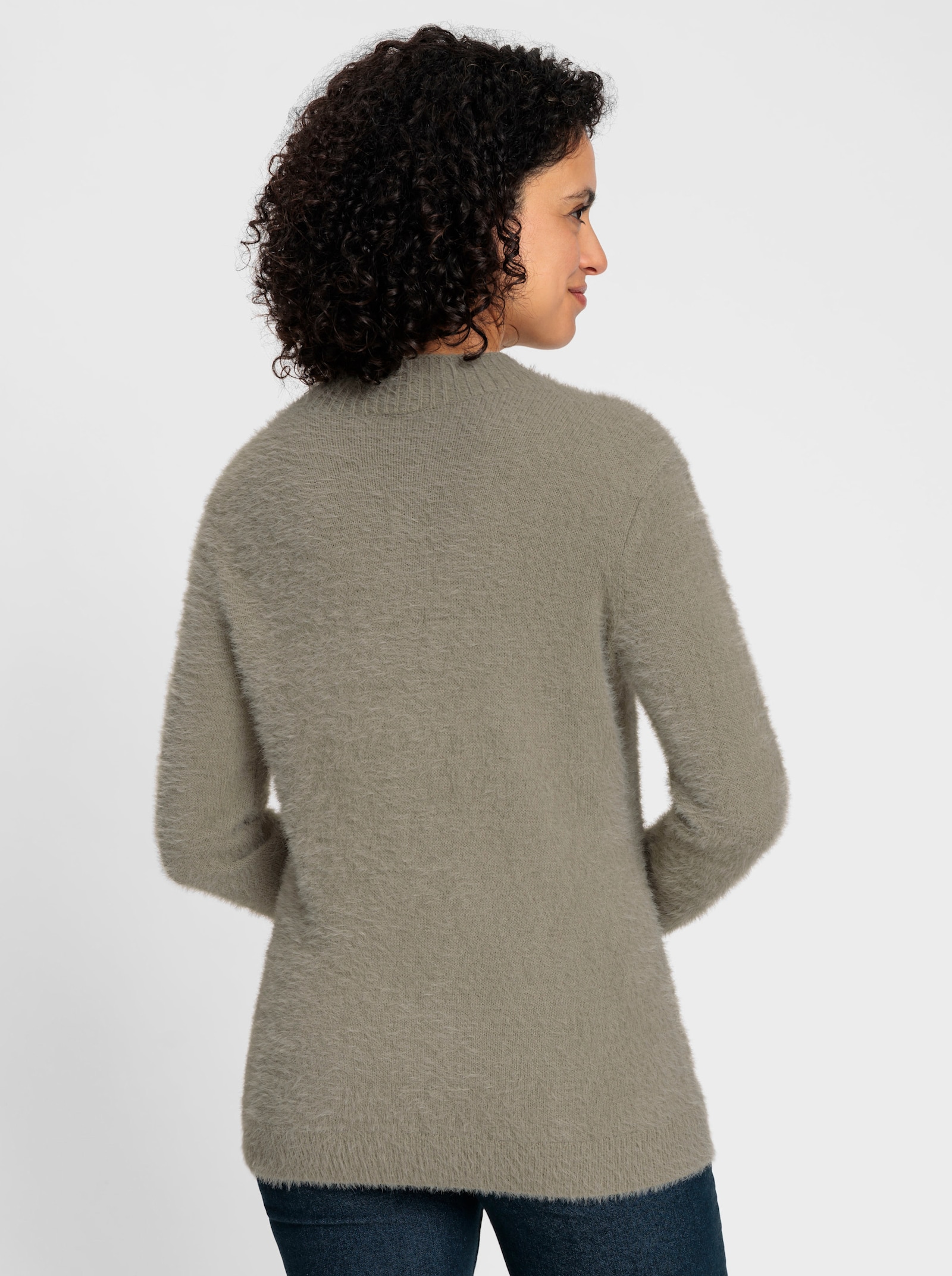 Stehkragenpullover aus Flauschgarn - schlamm