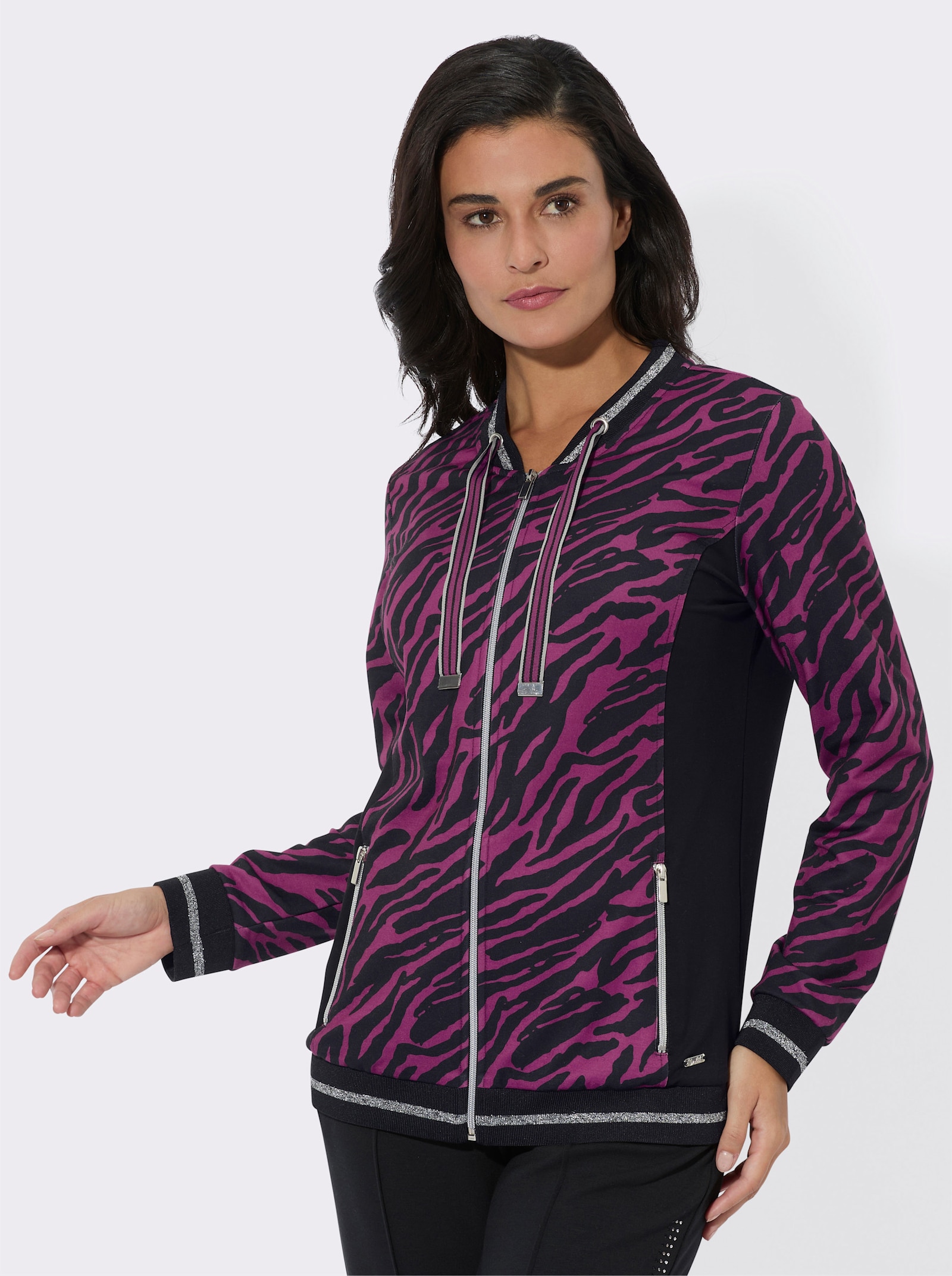 feel good Jacke - magenta-schwarz-bedruckt