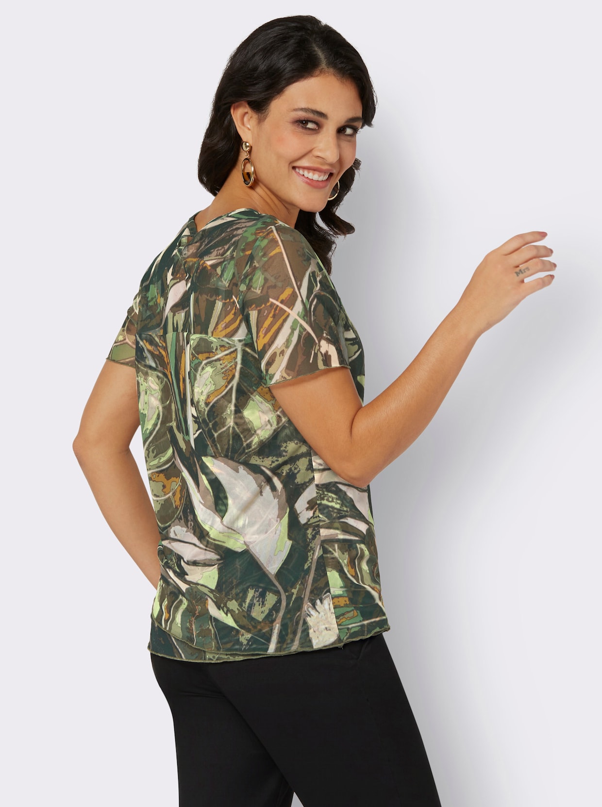 Shirt met print - champagne/leem bedrukt