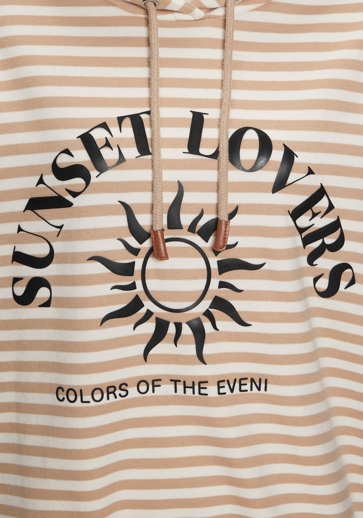 H.I.S Trui met capuchon - camel gestreept