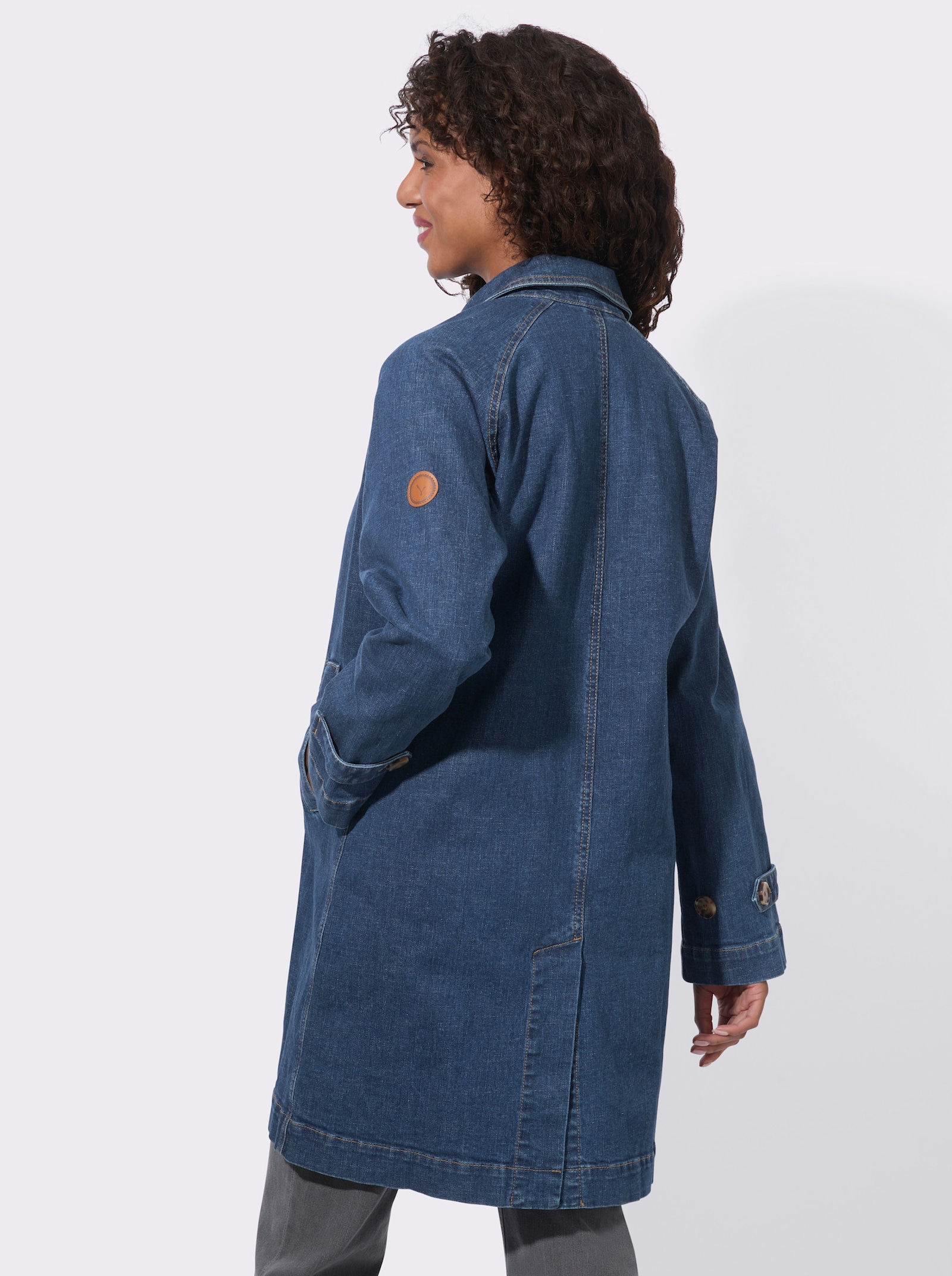 Kurzmantel aus weichem Denim - blue-stone-washed