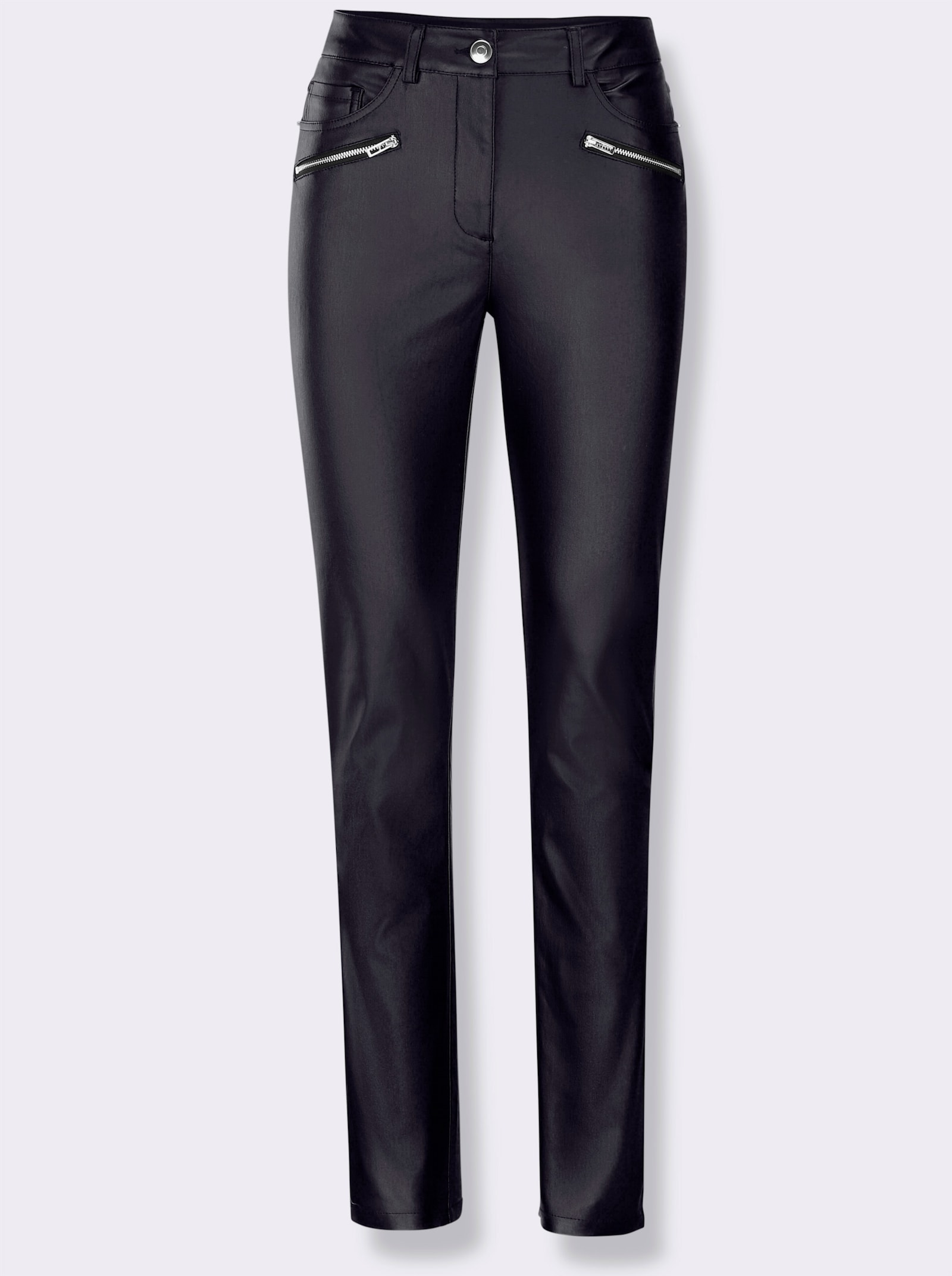 Thermohose aus Leder-Imitat - schwarz