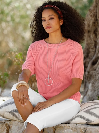 heine Baumwollpullover mit Bündchen - flamingo