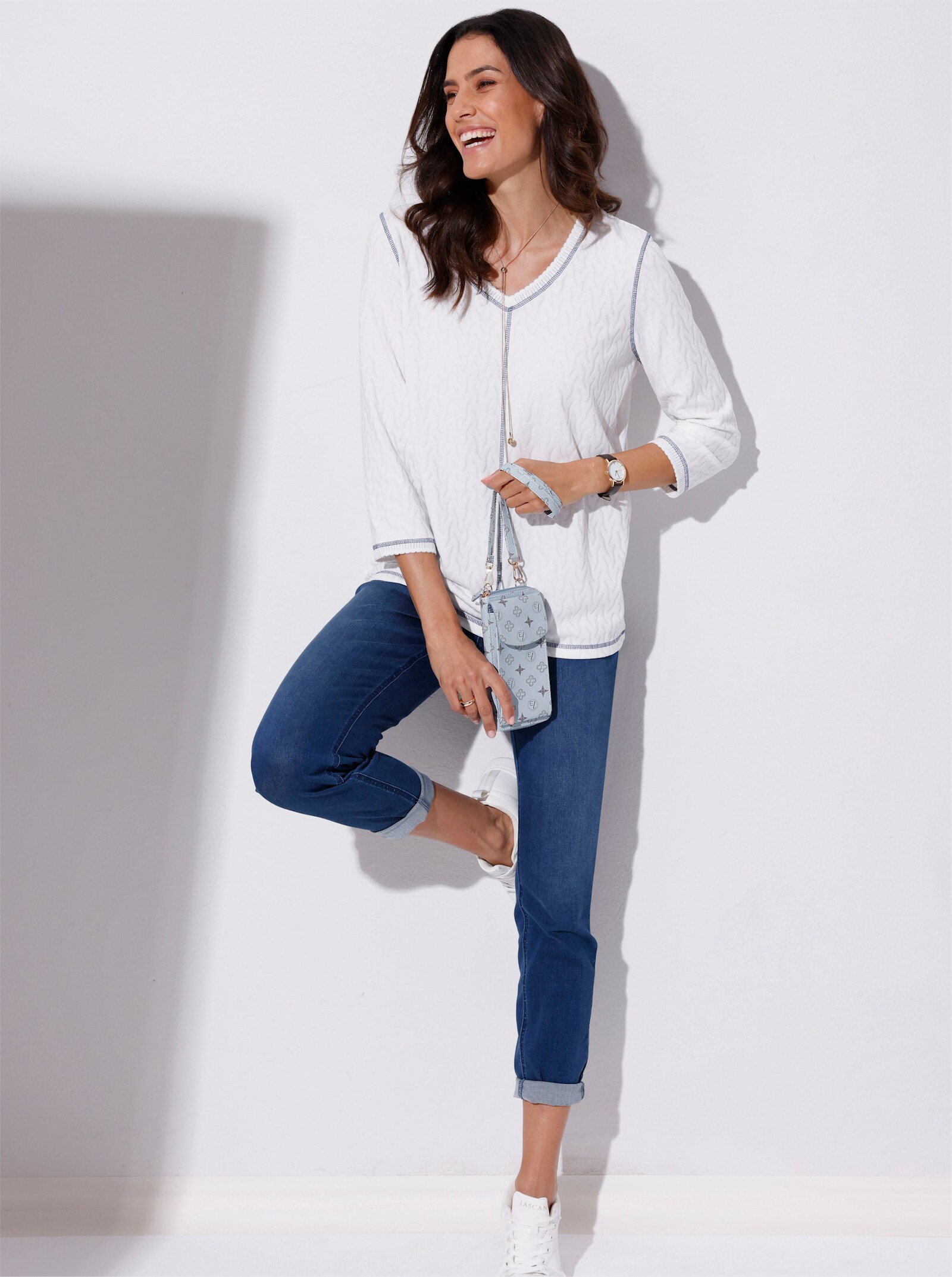 Telefoontasje + horloge - bleu