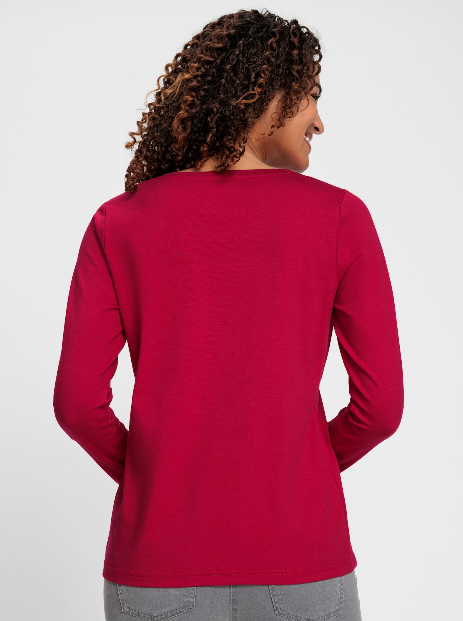 Shirt met ronde hals en gecertificeerd katoen - rood