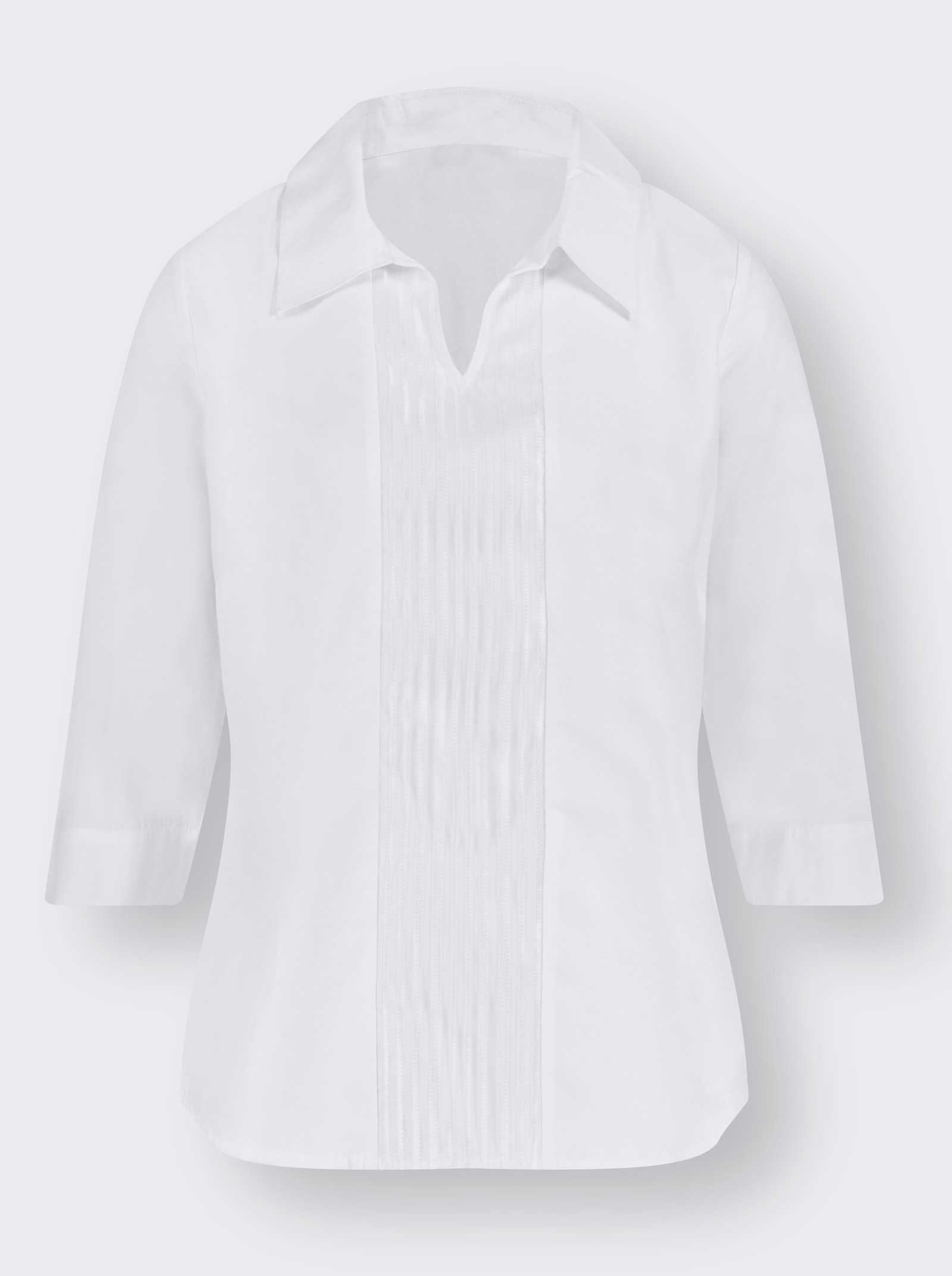 Navlékací halenka se zdobením krajkou - bílá