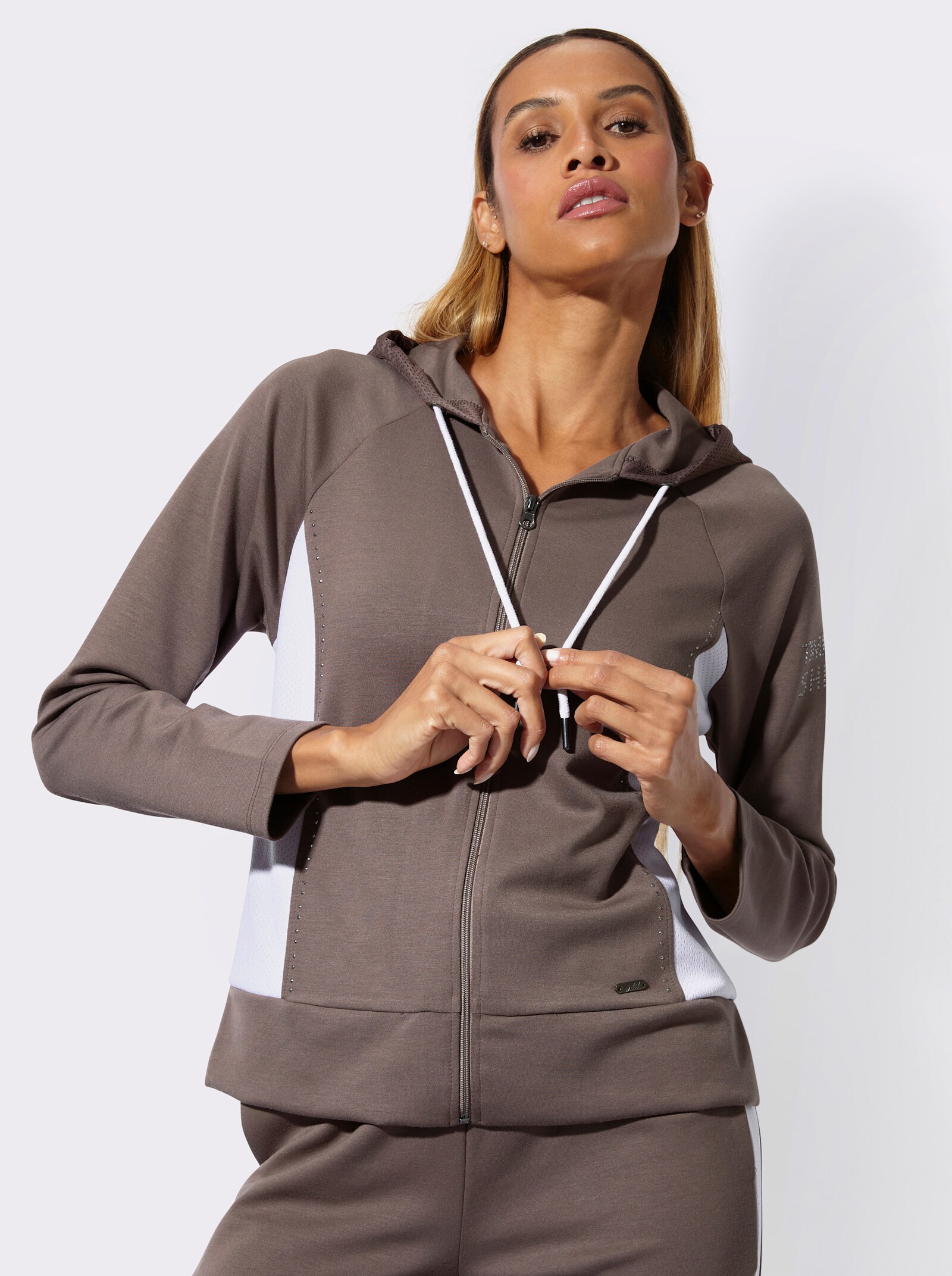 feel good Jacke - dunkeltaupe-ecru