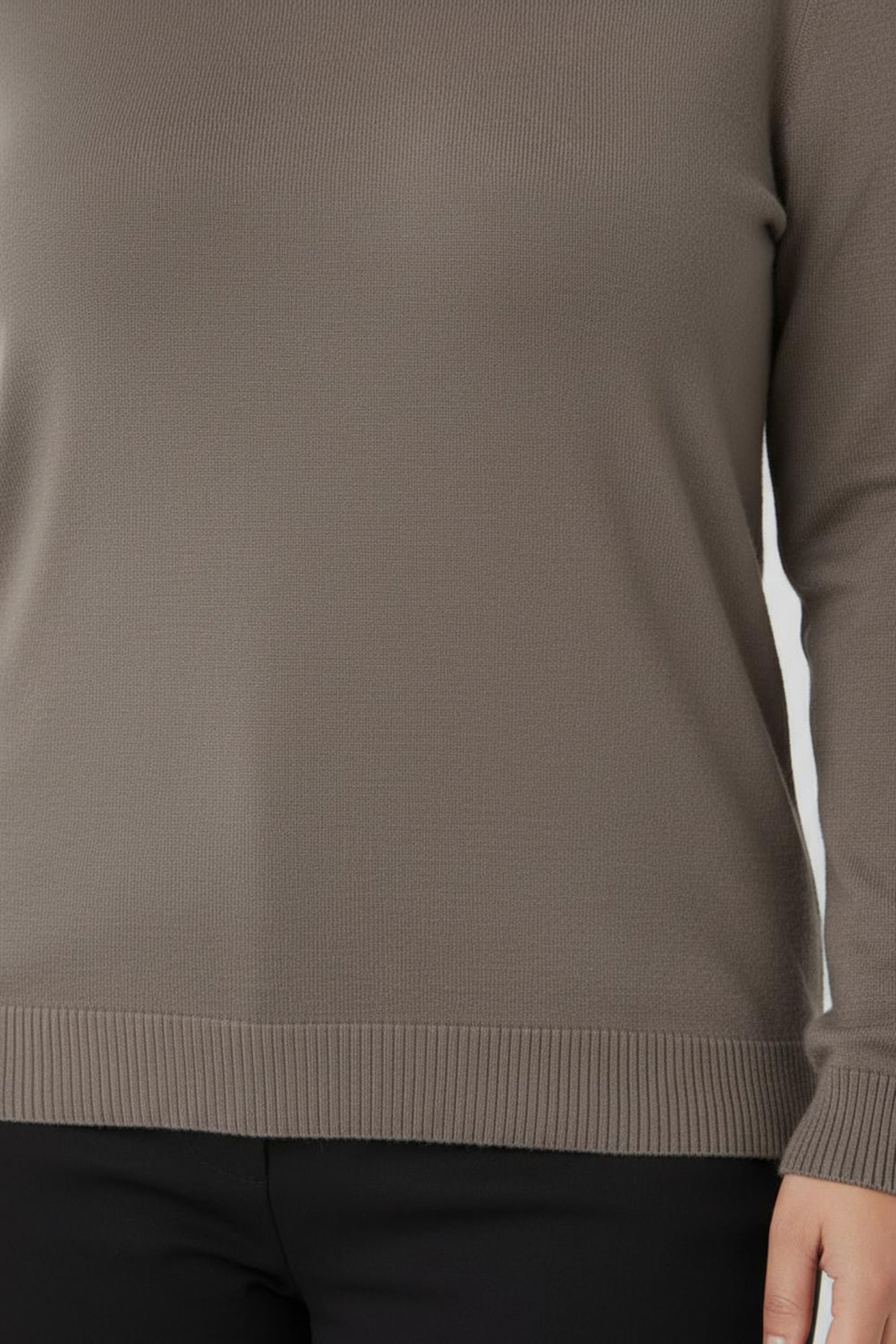 Langarm-Pullover aus reiner Baumwolle - taupe