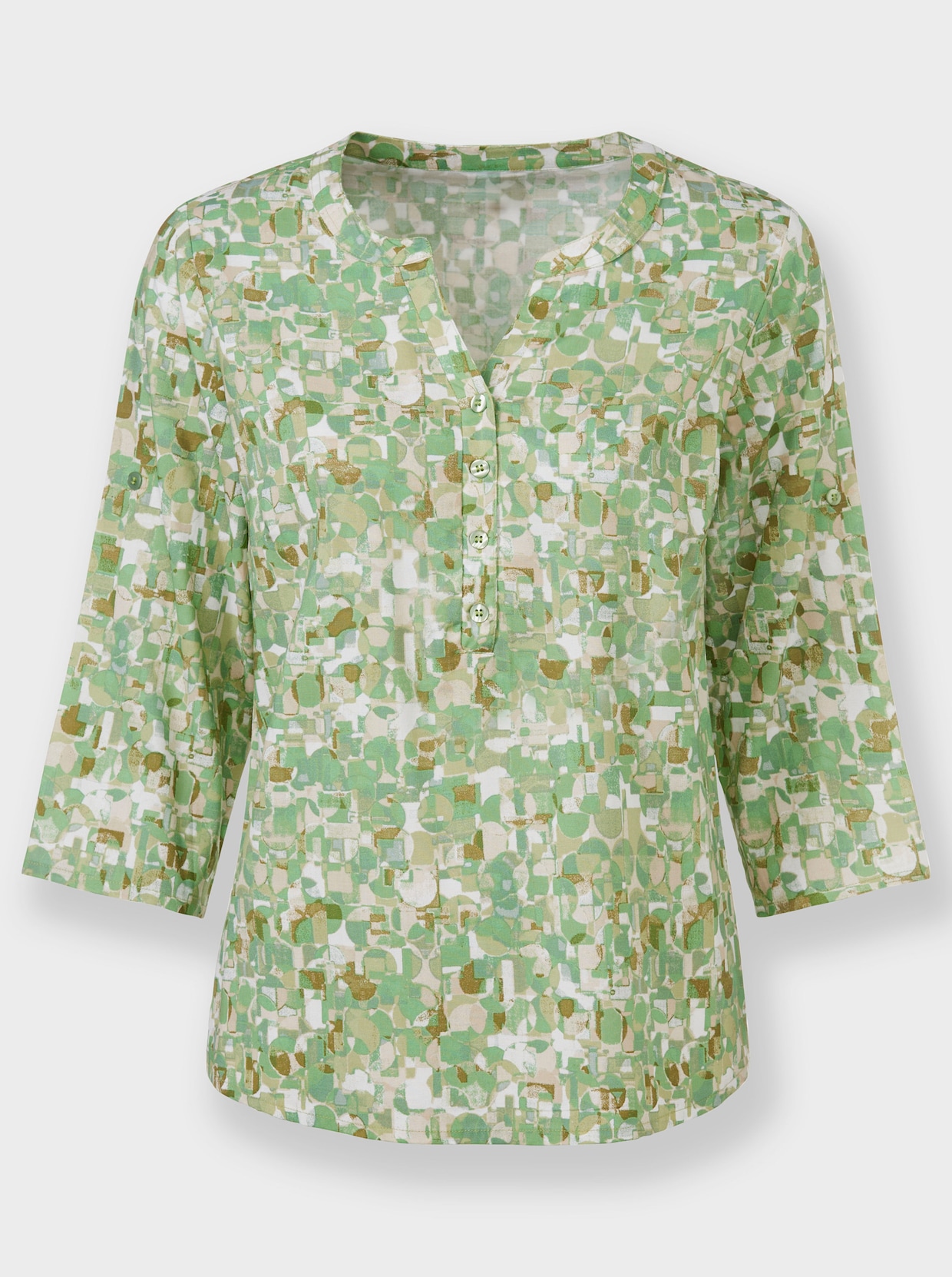 Blouse met print - beige/eucalyptus bedrukt