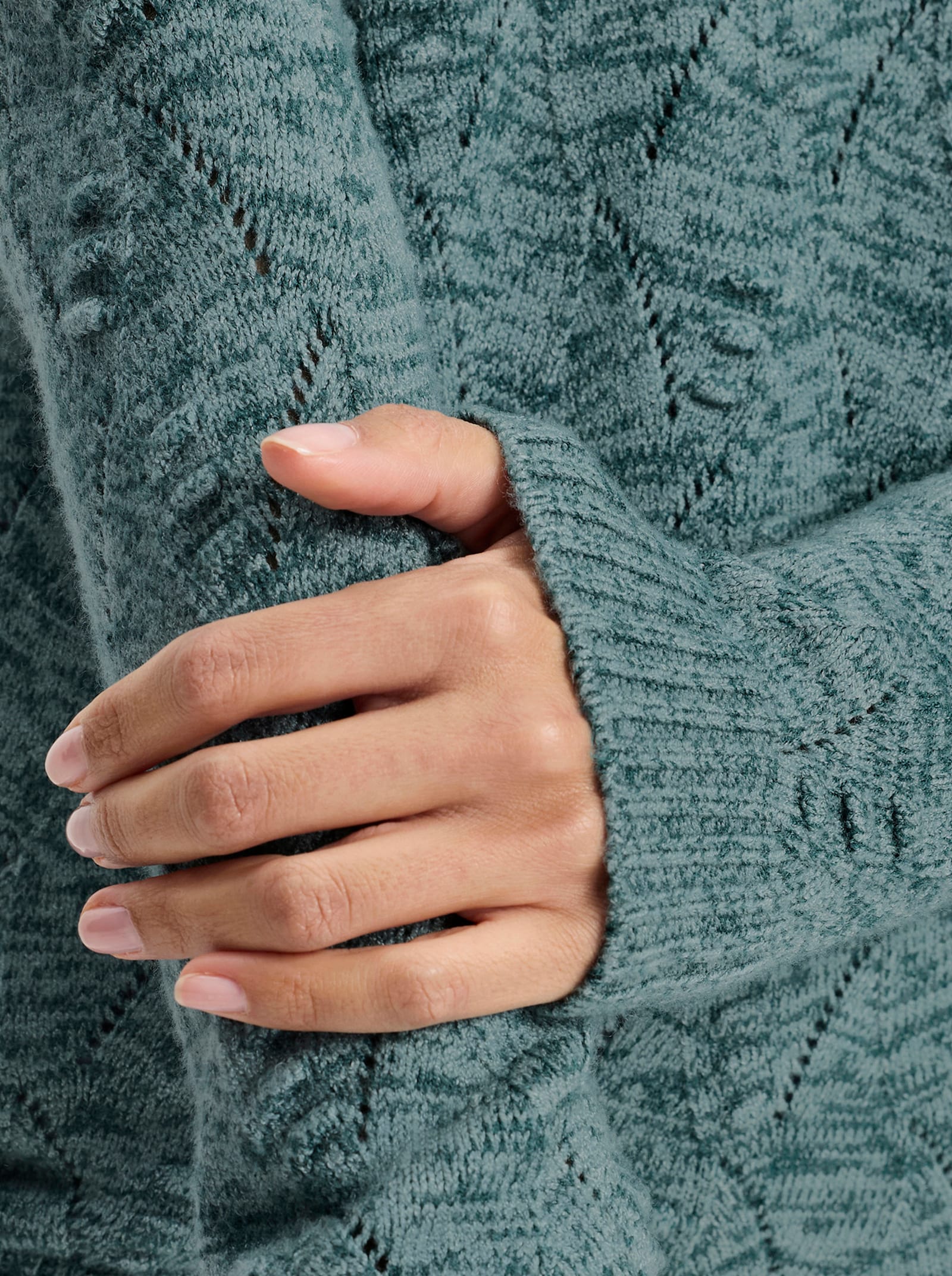 Stehkragenpullover - jade-petrol-meliert