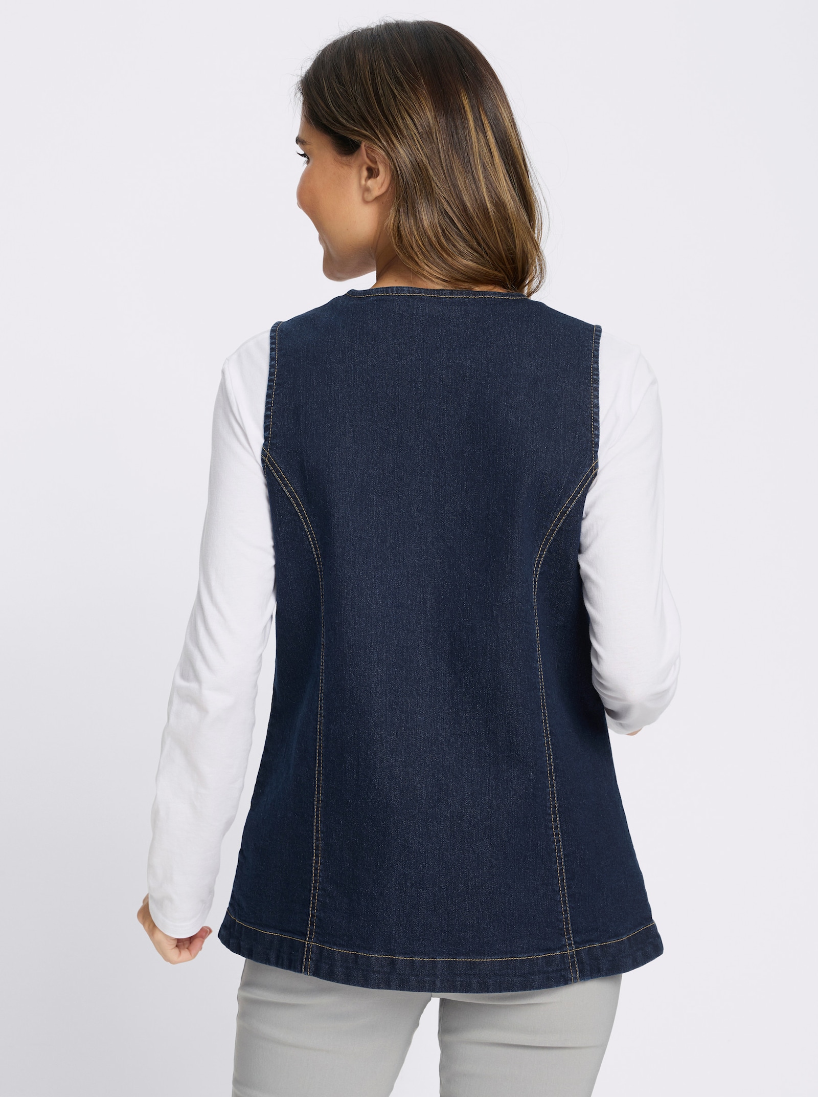 Jeansweste mit Schmuckknöpfen - dark blue