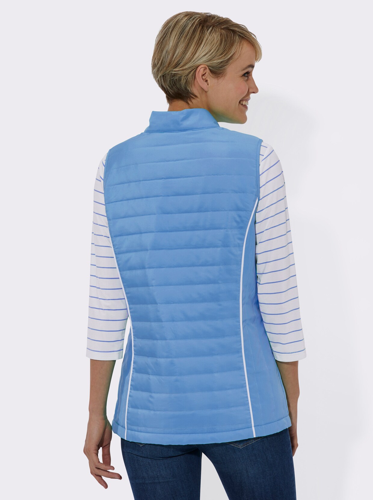 3/4-Arm-Shirt - himmelblau-weiß