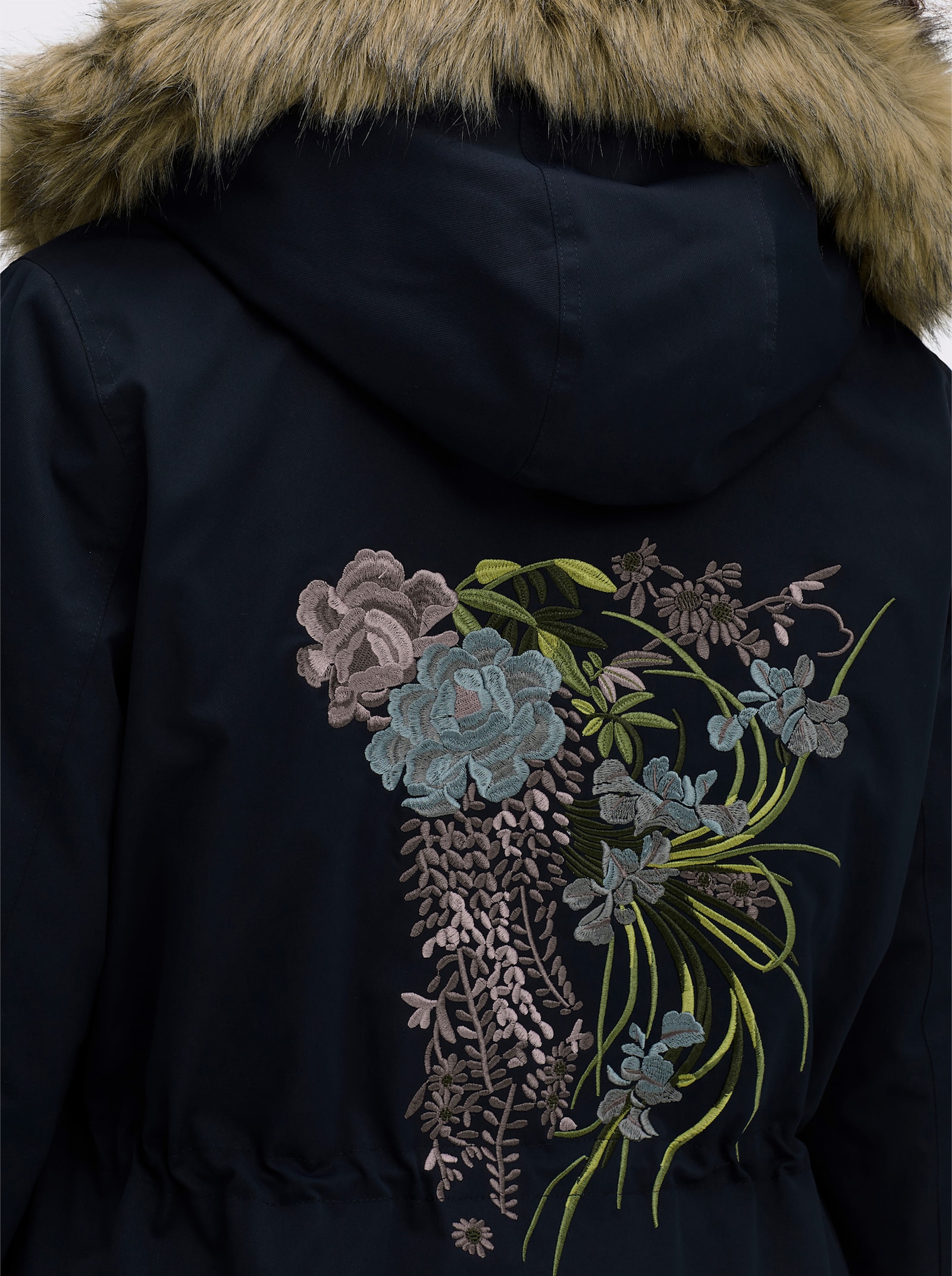 sheego by Joe Browns Parka mit Bumenstickerei am Rücken - tiefblau