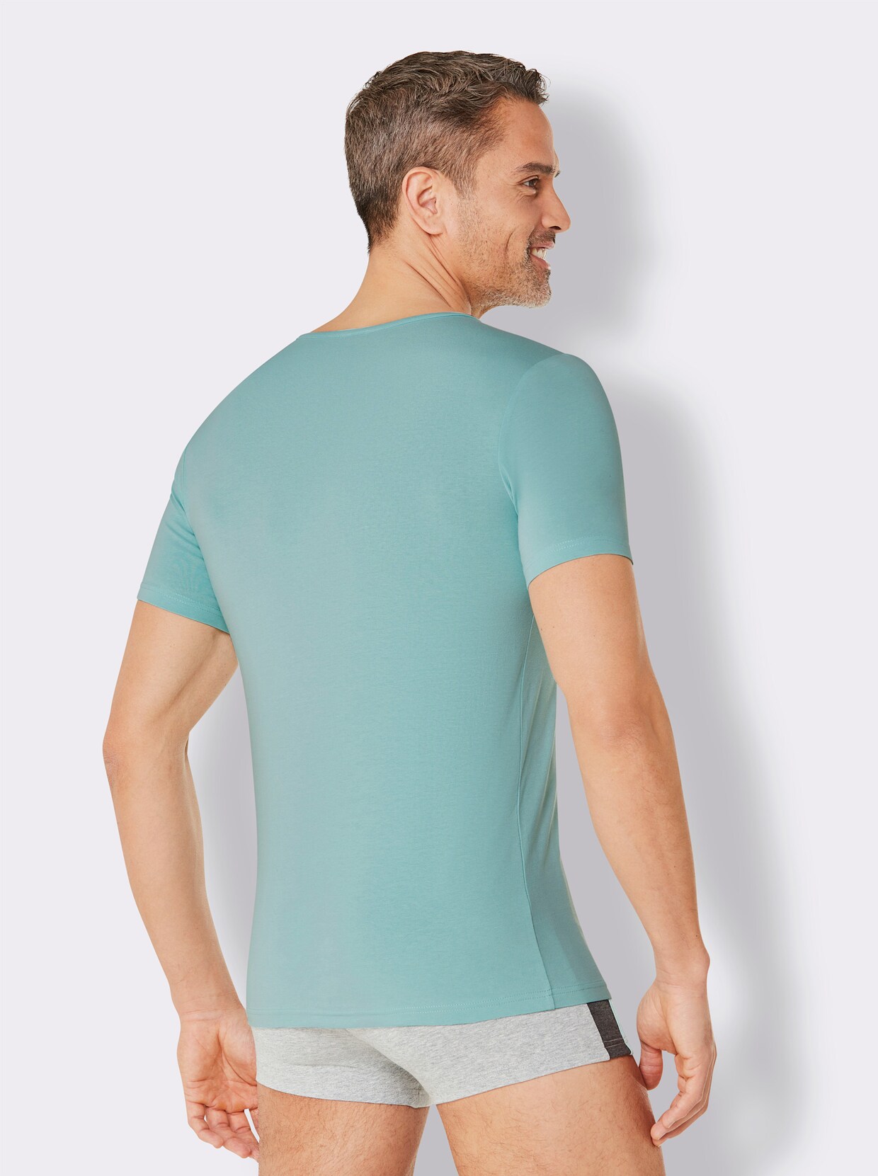 wäschepur men Shirt - mint + grau-meliert