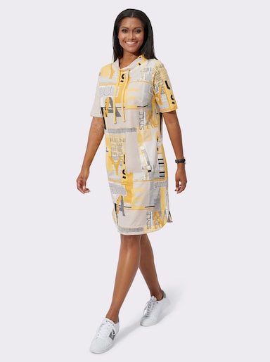 Jerseykleid mit Lettering-Print - ocker-sand-bedruckt