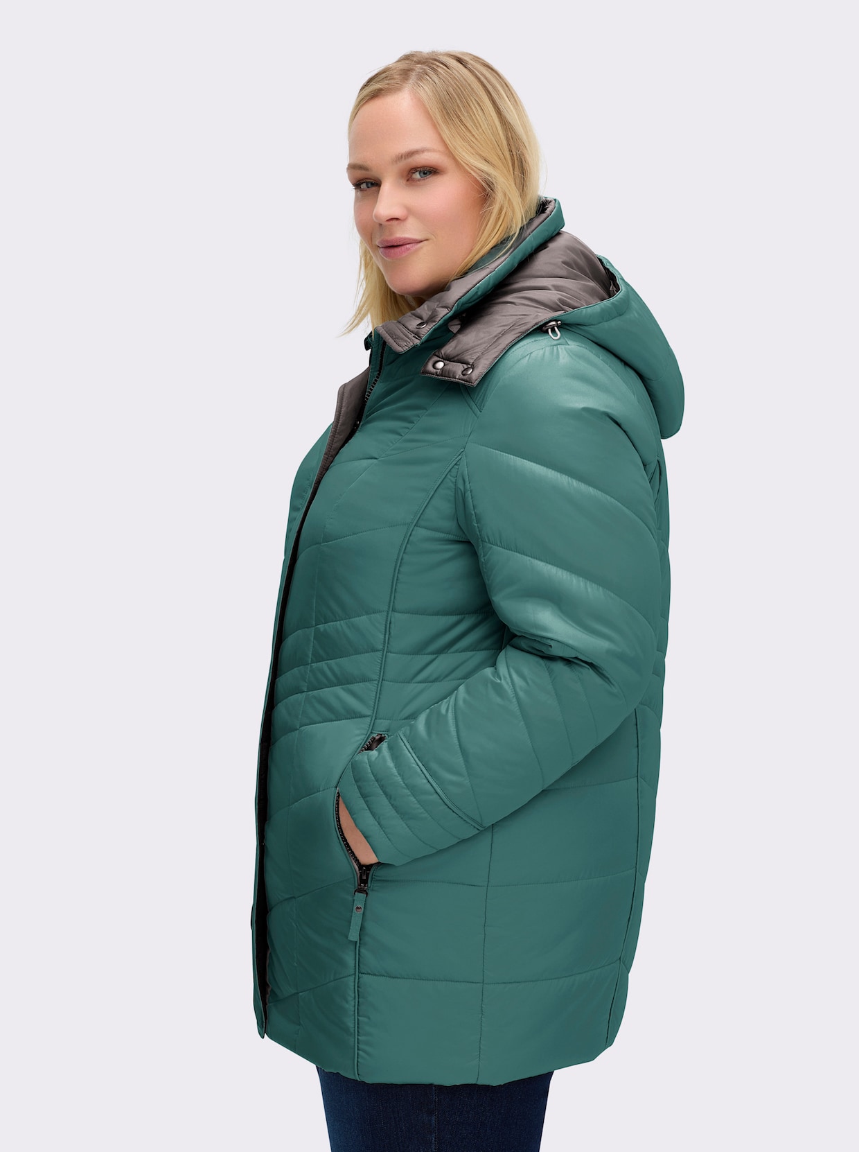 Steppjacke in Microfaser-Qualität, pflegeleicht - jadegrün