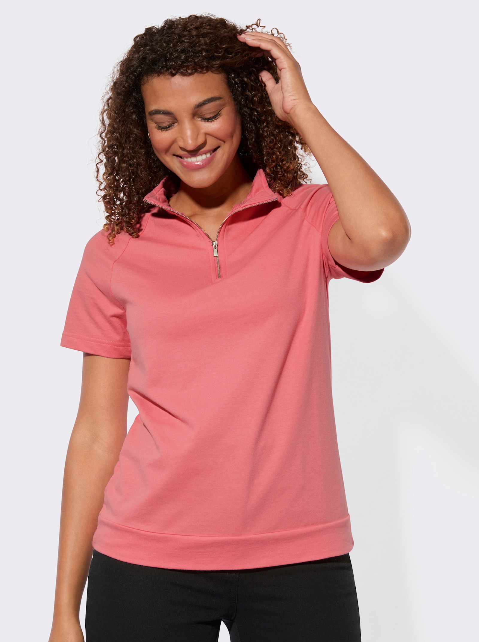 Sweatshirt mit überschnittenen Schultern - flamingo