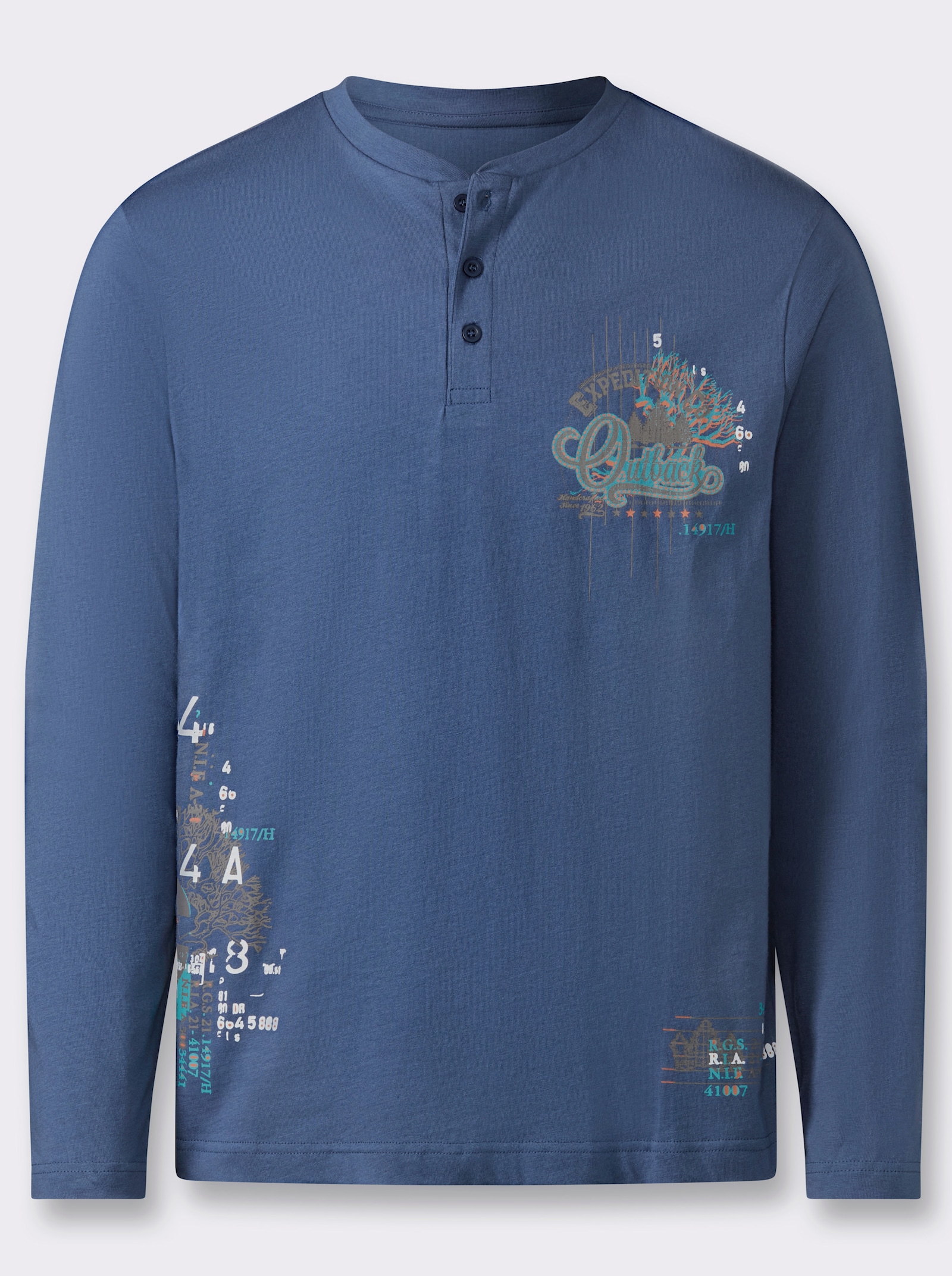 Langarmshirt mit Prints - jeansblau-bedruckt