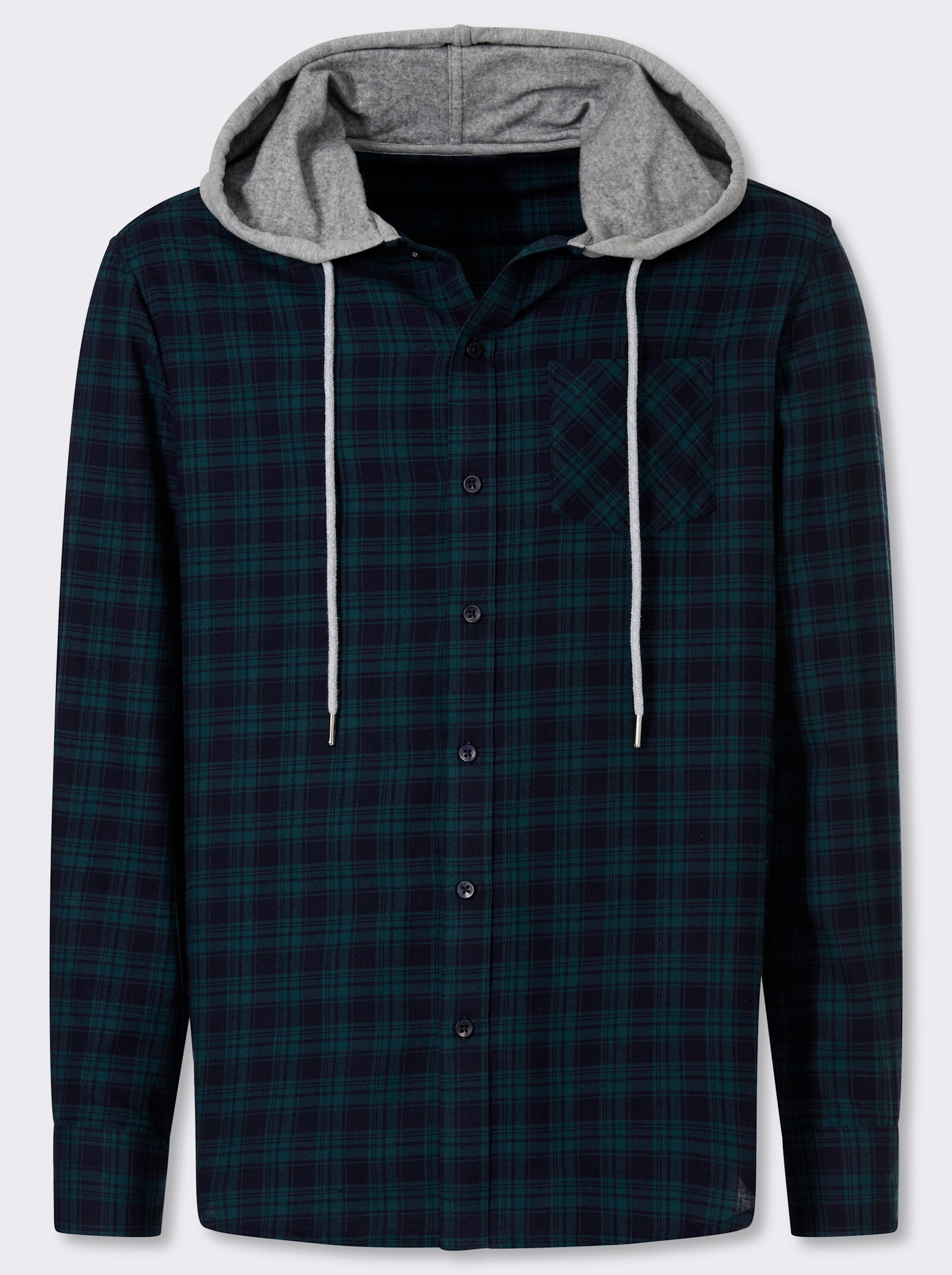 Catamaran Kapuzenhemd mit garngefärbtem Karo-Dessin - marine-petrol-kariert