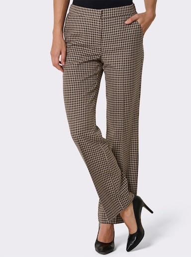 CREATION L PREMIUM Wollhose mit Bügelfalte - schwarz-camel-gemustert