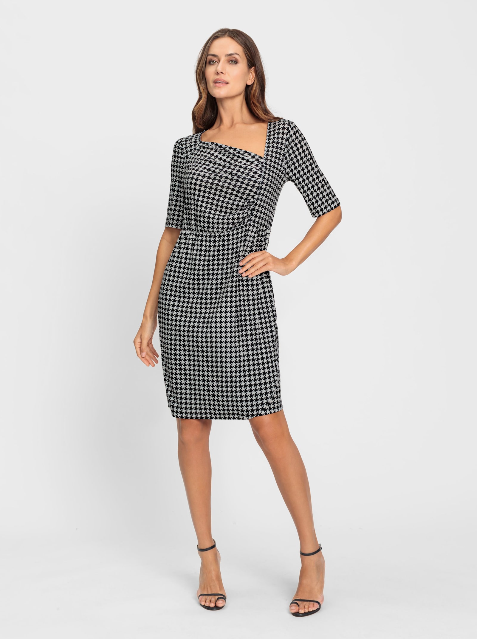 heine Wikkeljurk met pepita-patroon - zwart/ecru/pepita