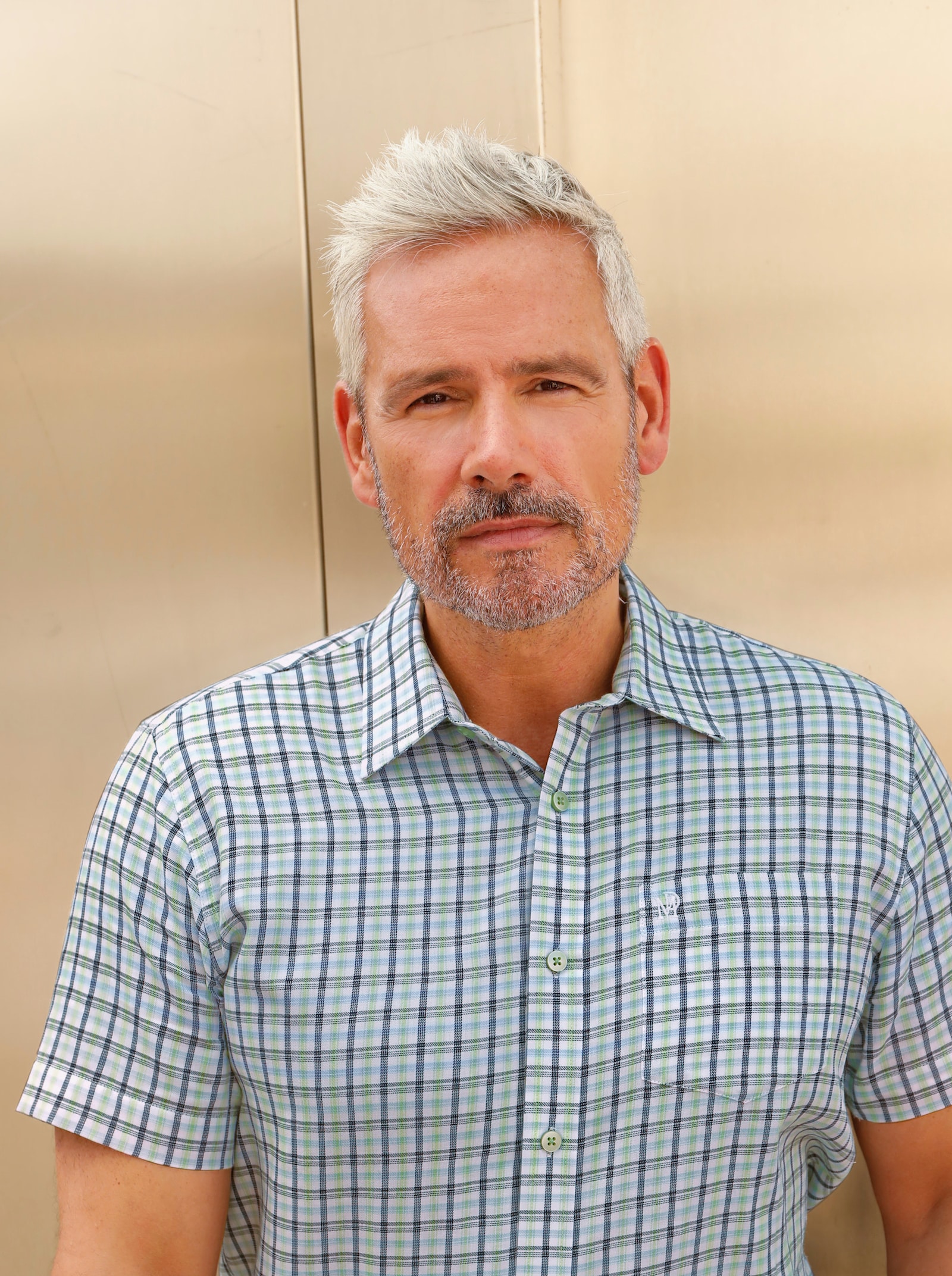 Marco Donati Kurzarmhemd , bügelfrei - marine-reseda-kariert