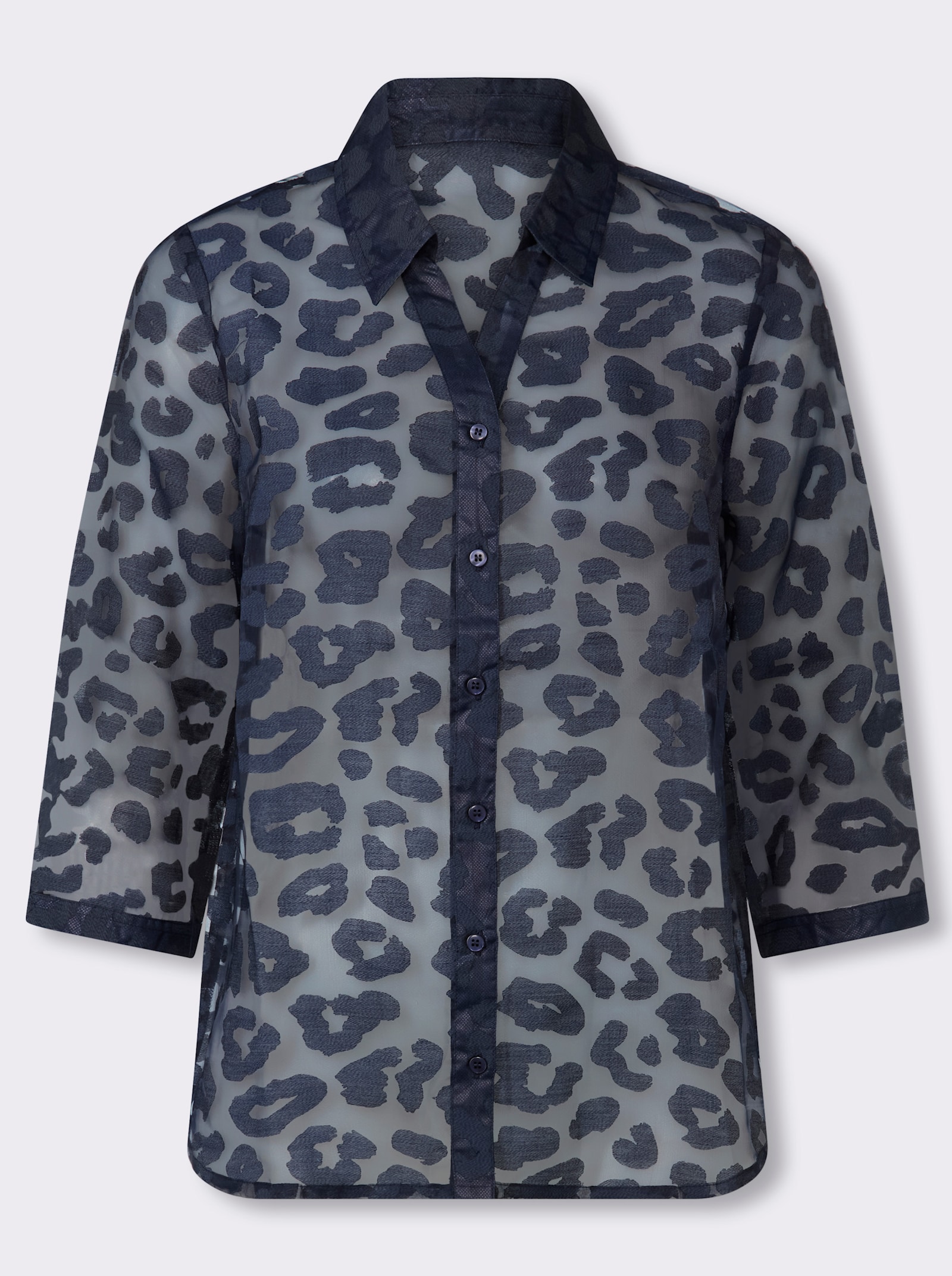 Klassische Bluse mit Leo-Ausbrenner - marine