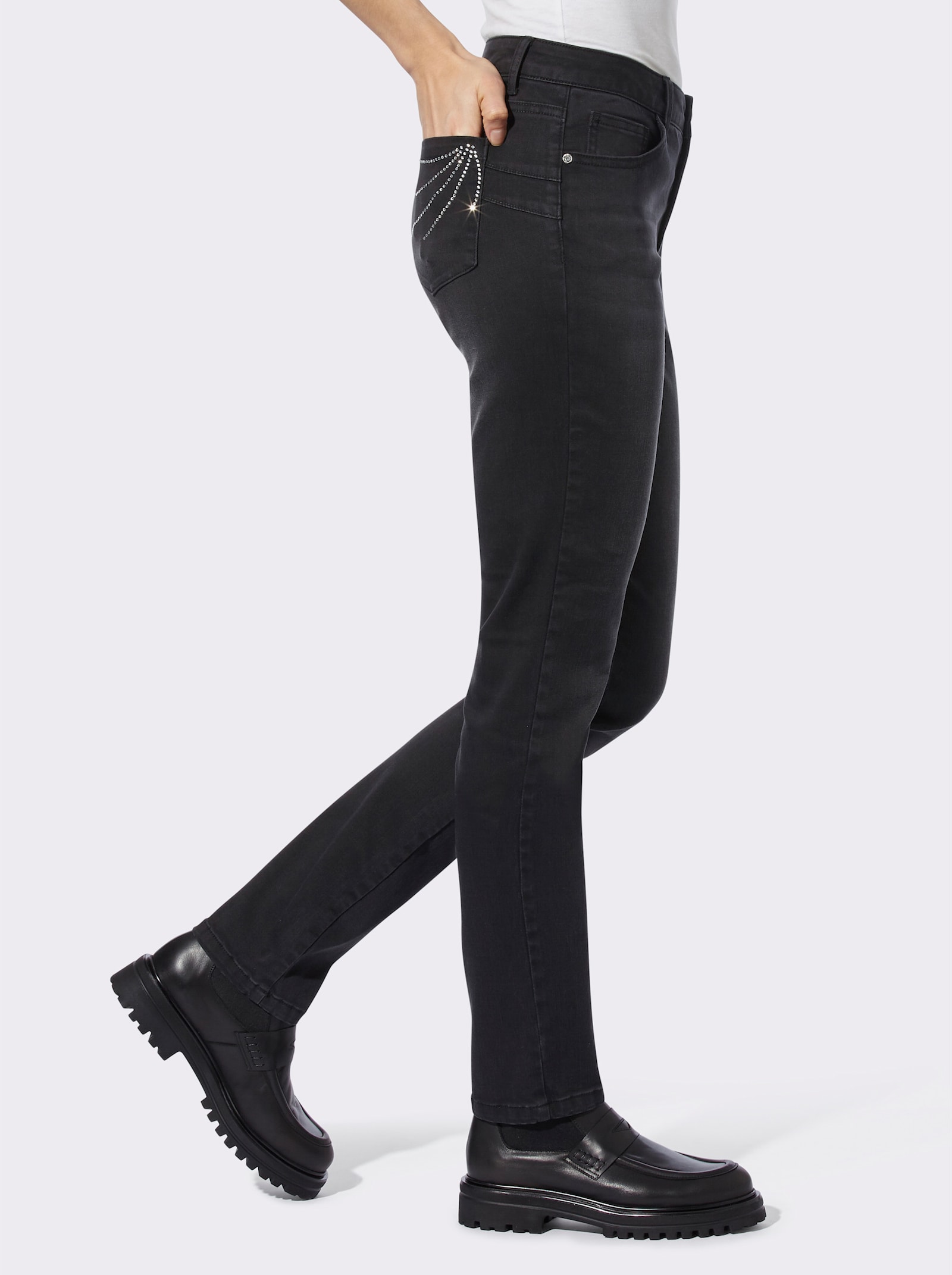 heine Röhrenjeans mit Nieten - black denim