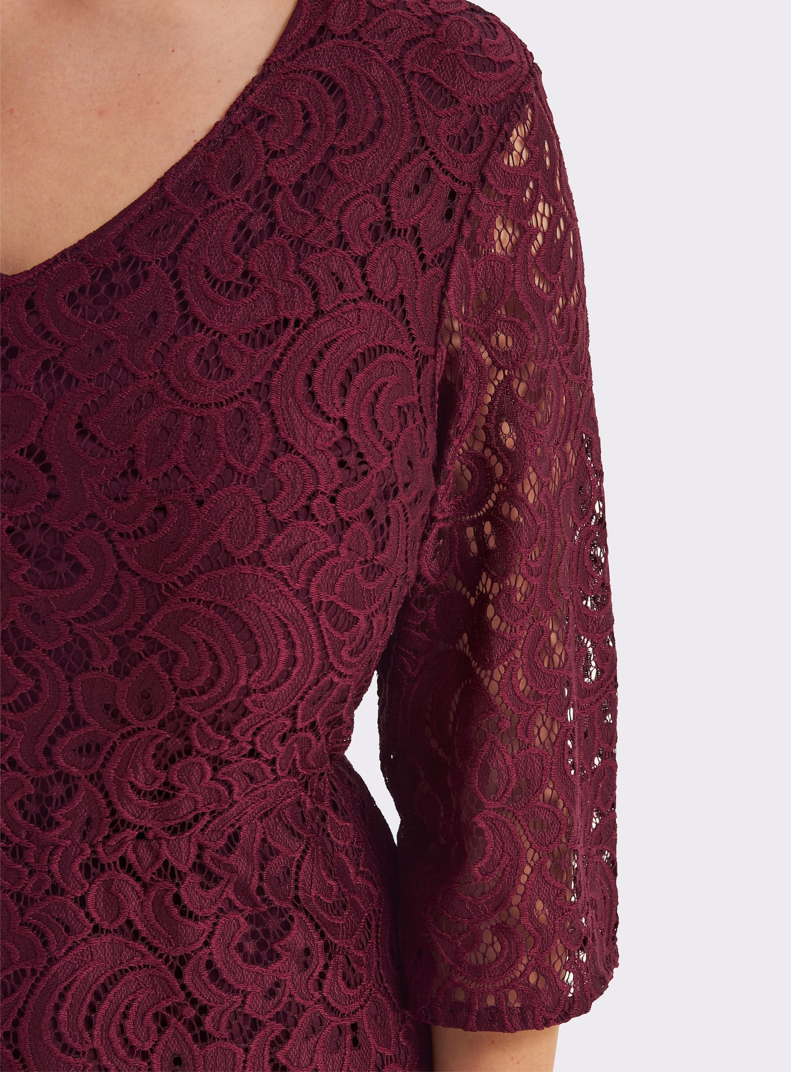 sheego Spitzenkleid mit blickdichtem Futter - burgund