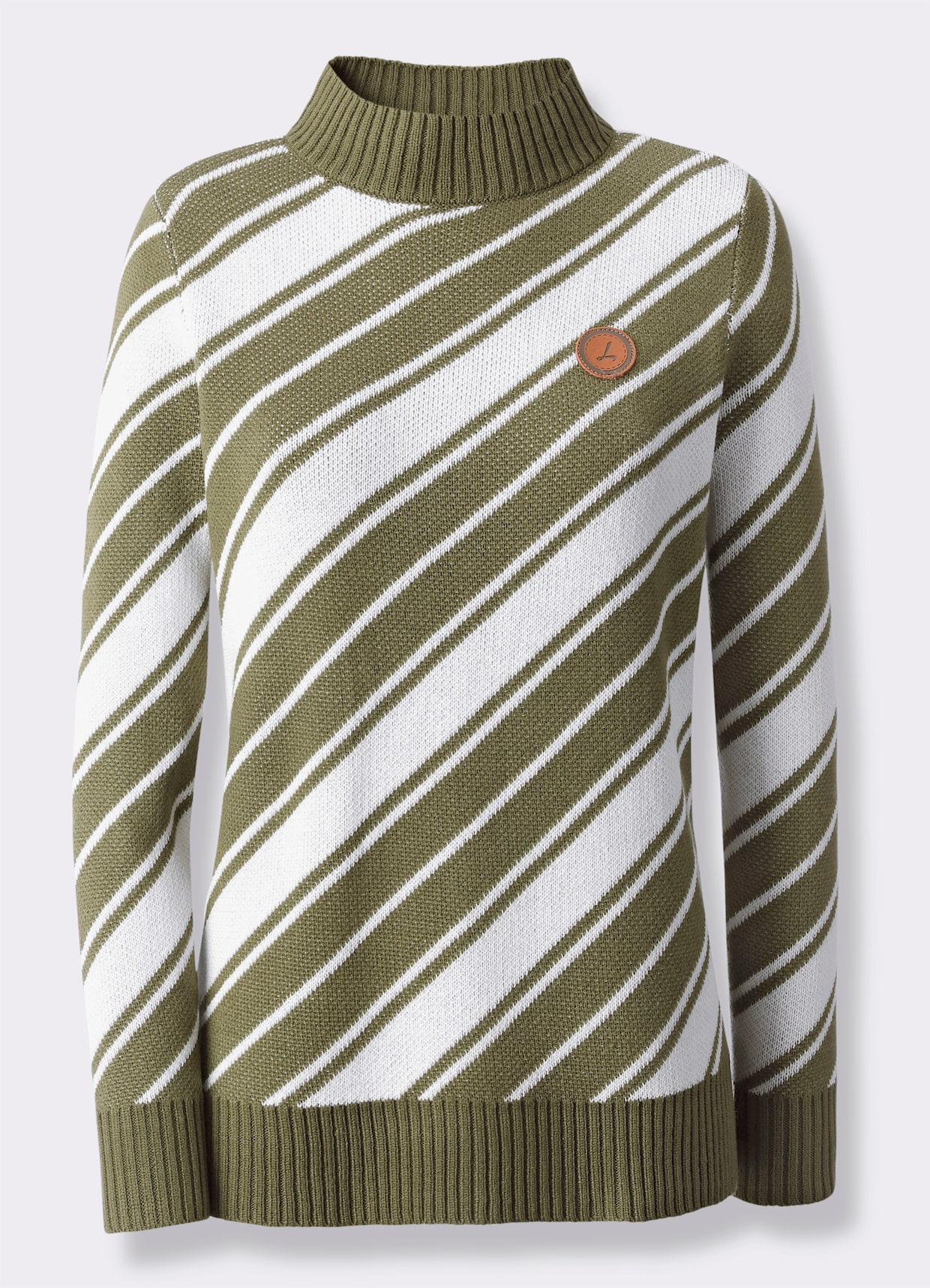 Pullover - oliv-ecru-geringelt