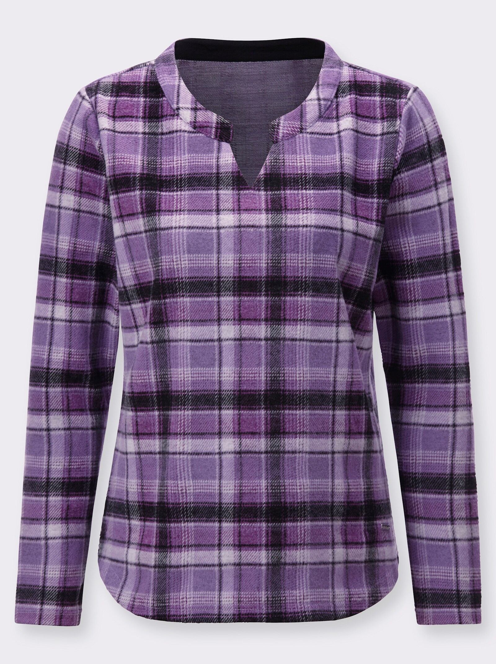 Langarmshirt mit Karomuster - lavendel-ecru-kariert