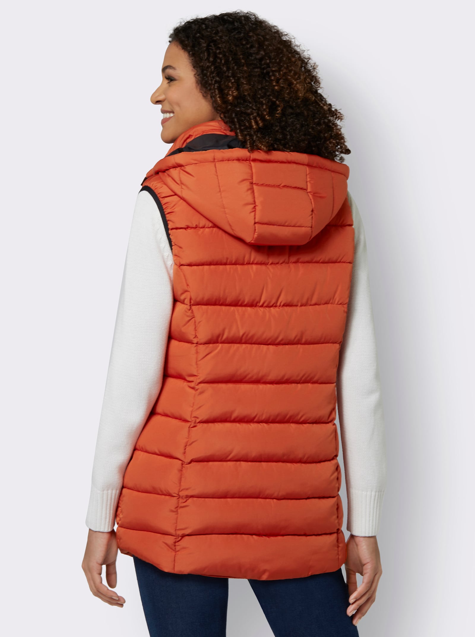 Steppweste mit abzippbarer Kapuze - rostrot