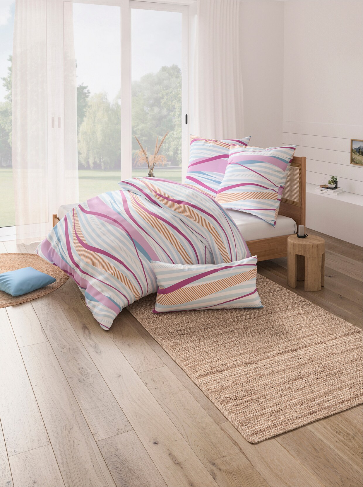 Dormisette Bettwäsche - türkis-fuchsia-bedruckt