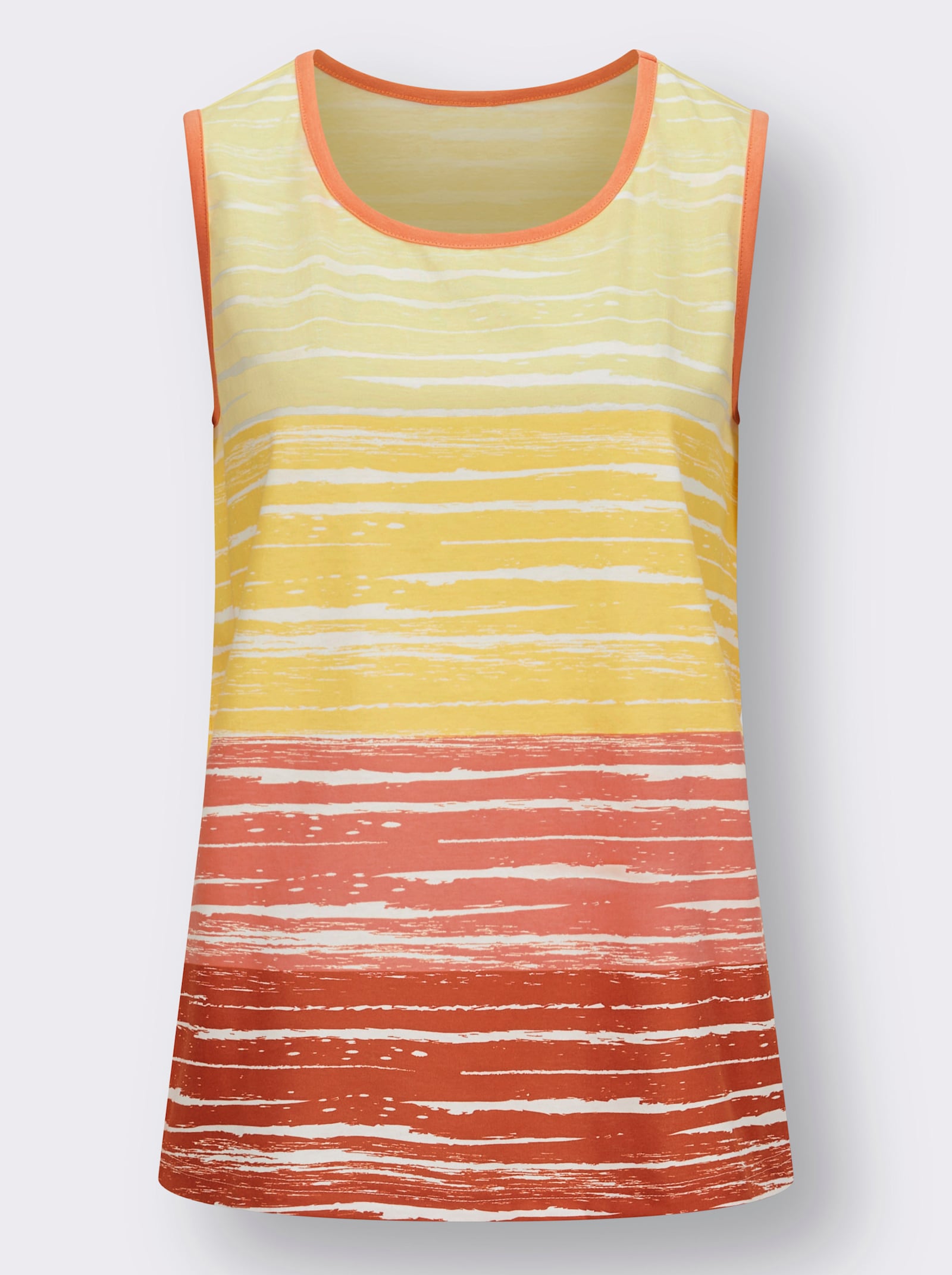 Shirttop in A-Form - papaya-zitrone-bedruckt