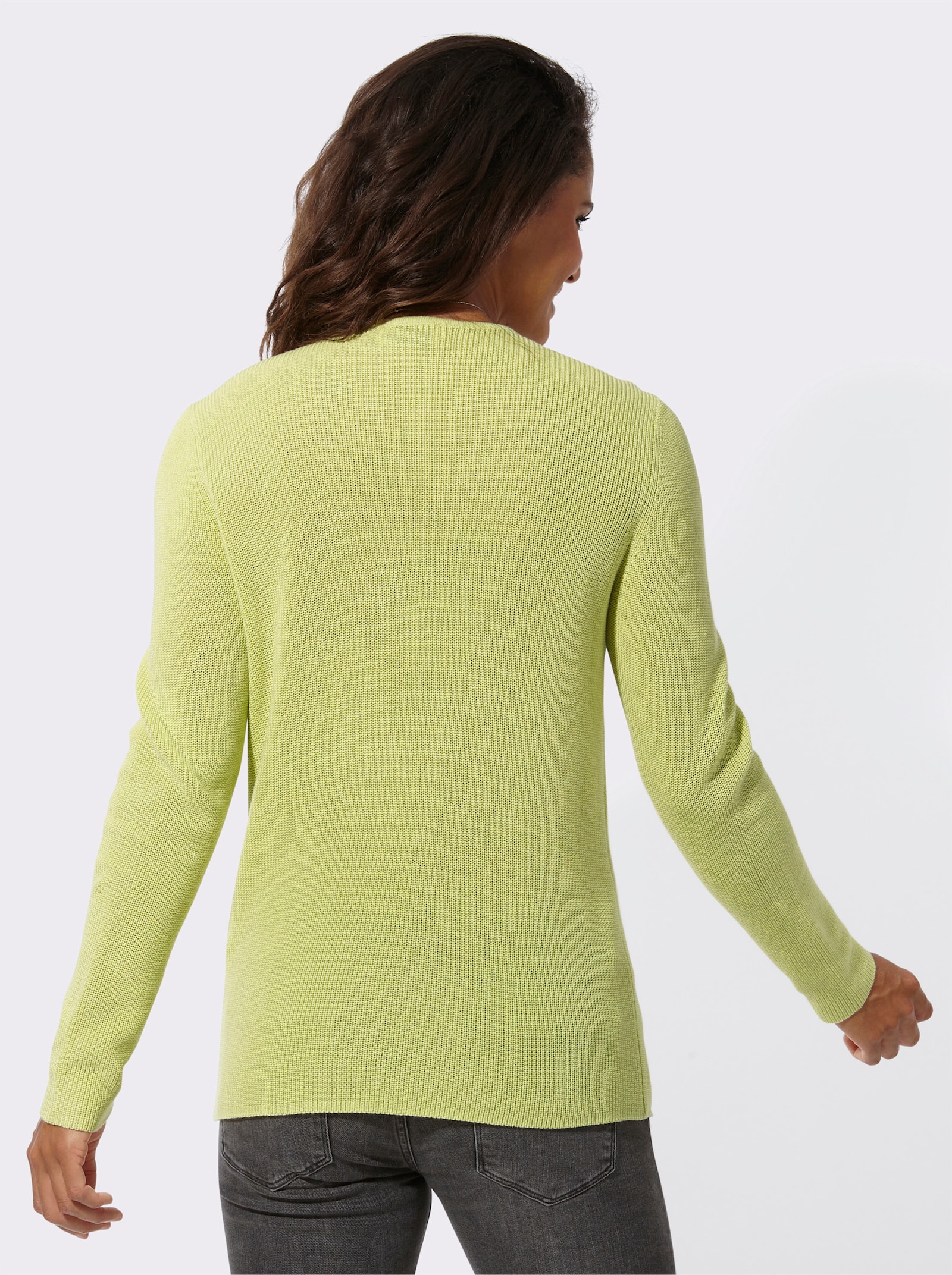 Pullover met ronde hals en ribstructuur - pistache