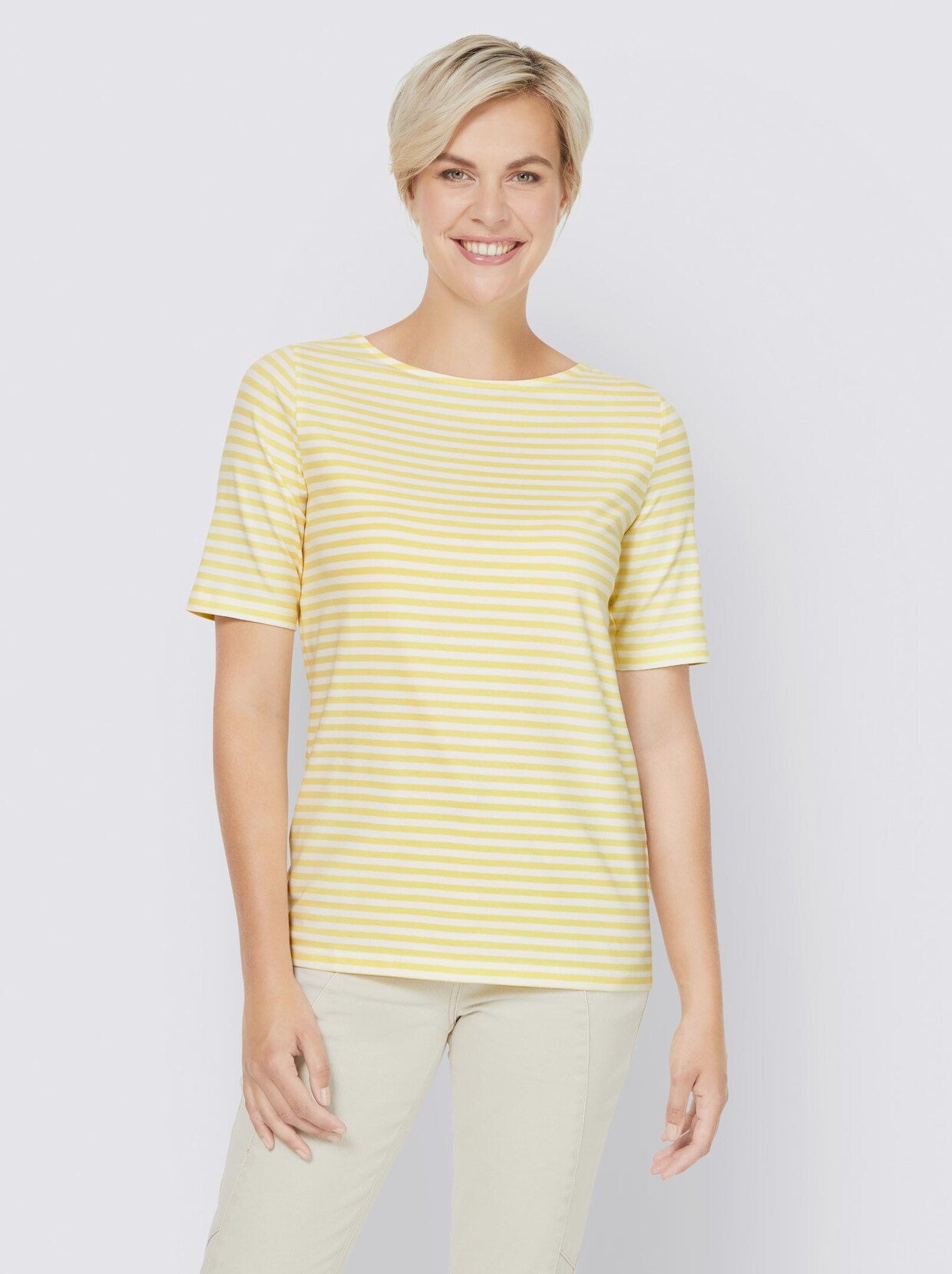 Best Connections Shirt - zitrone-ecru-gestreift
