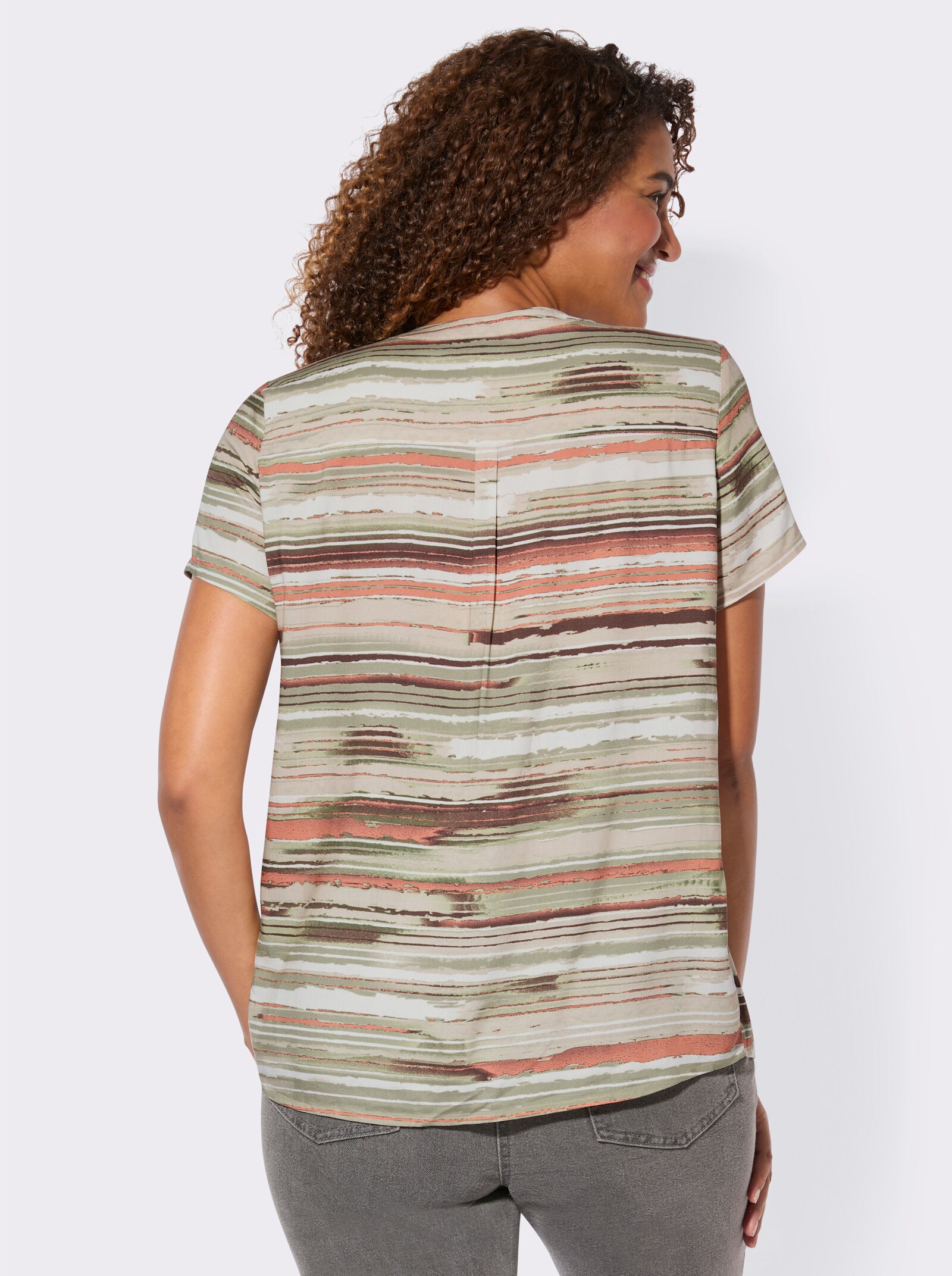 Druckbluse aus reiner Viskose - schilf-sand-bedruckt