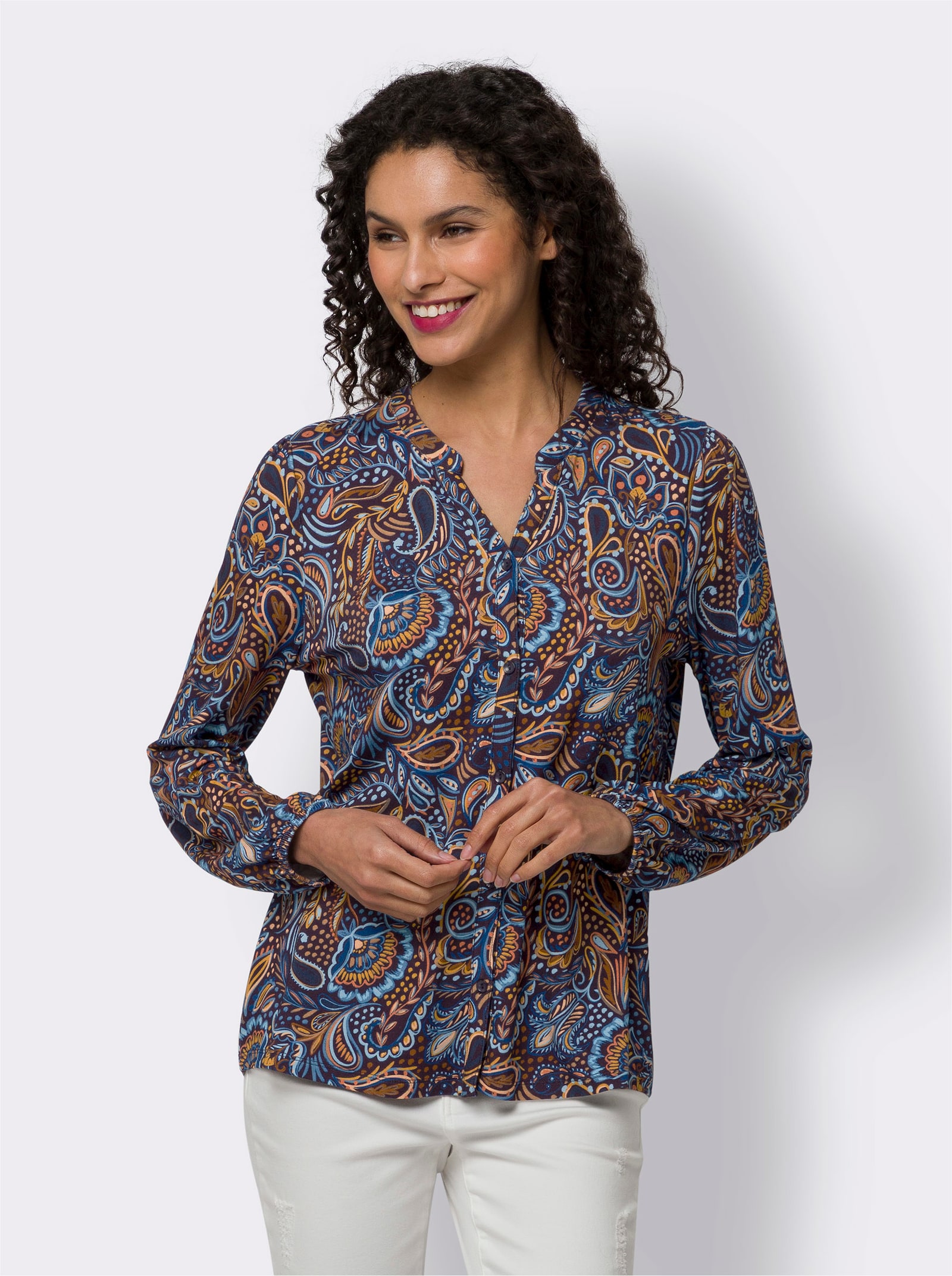 heine Druckbluse mit Paisley-Muster - cognac-aqua-bedruckt