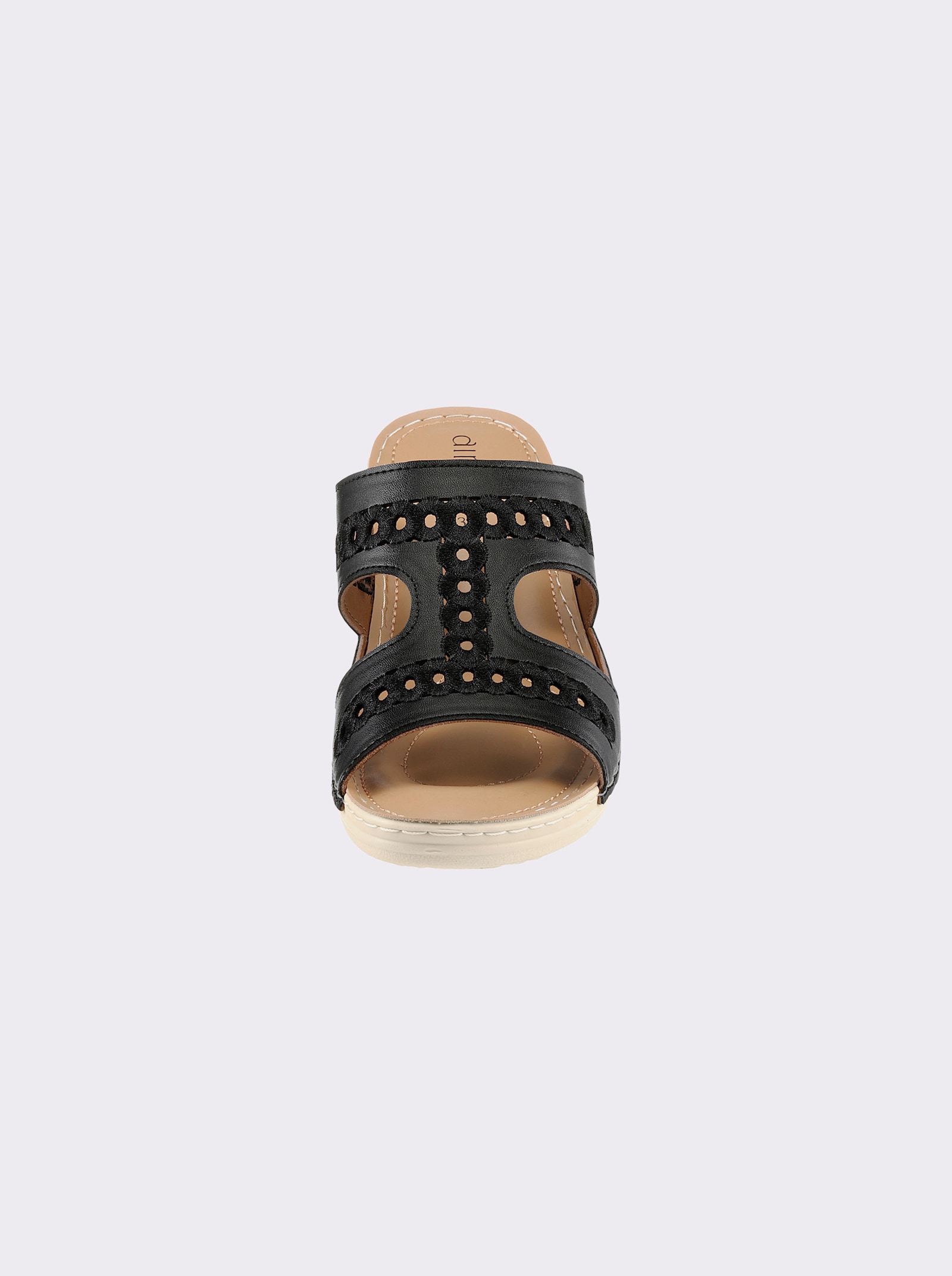 airsoft modern+ Pantolette mit Lochmuster, Leder-Imitat - schwarz