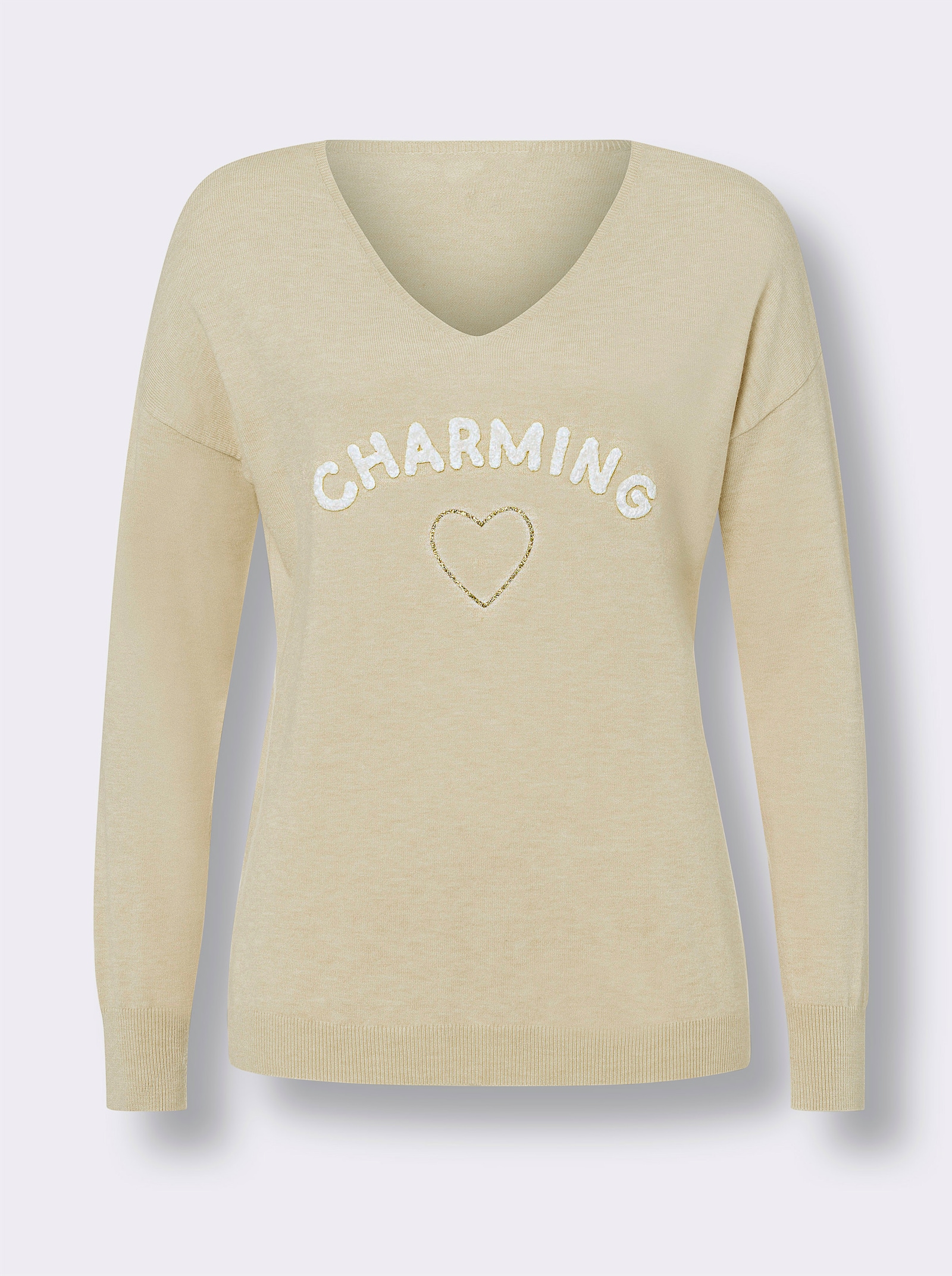 heine Pull avec inscription - sable chiné