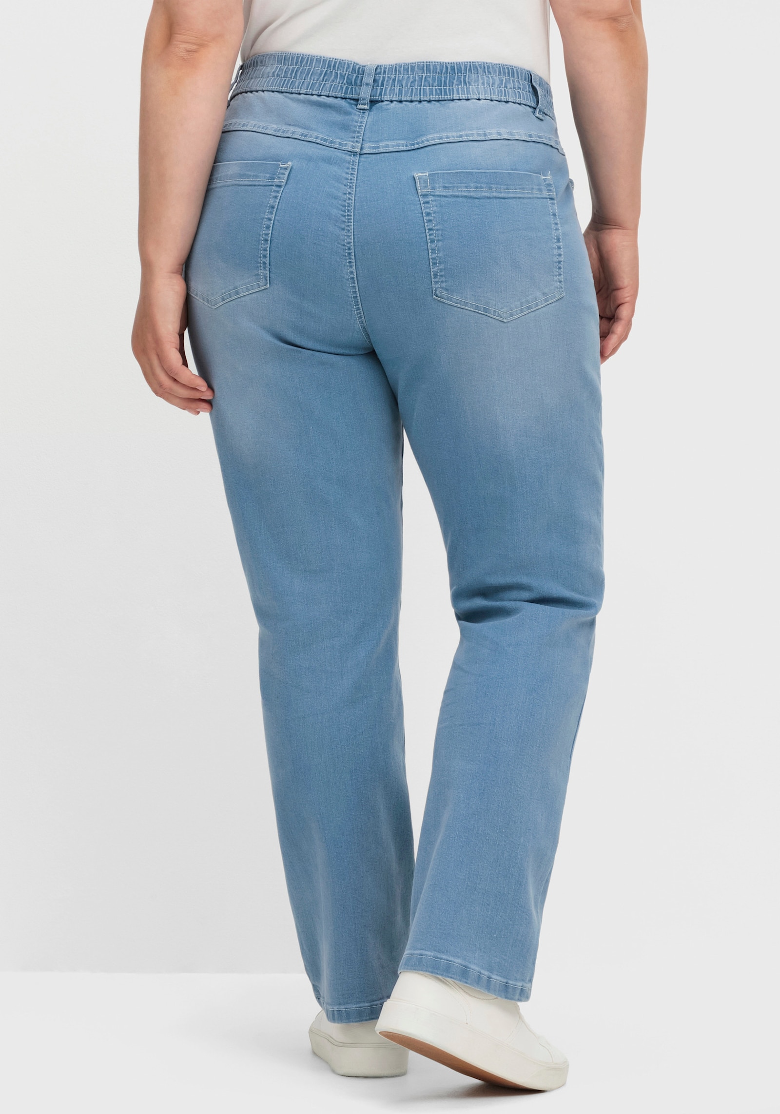 High-waist-Jeans mit hohem Rundum-Dehnbund - blue-bleached