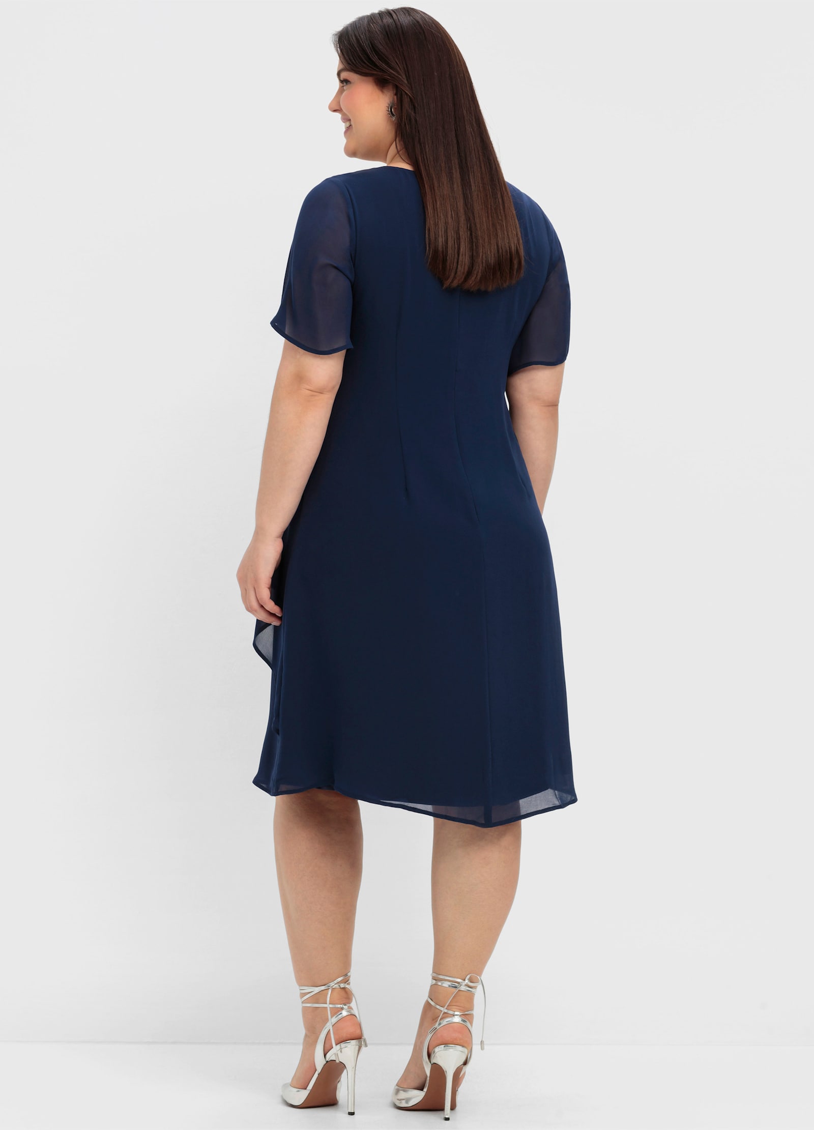 sheego Cocktailjurk van chiffon - marine