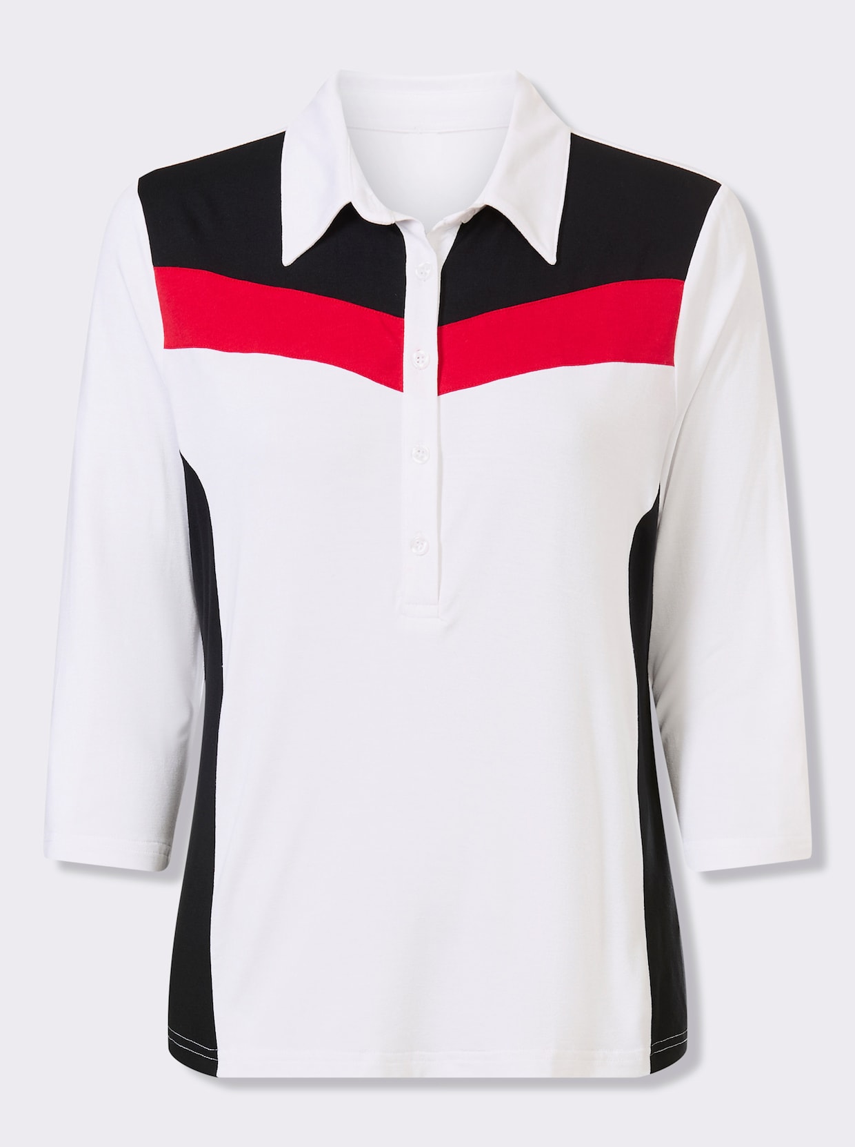 Poloshirt - weiß-schwarz-gemustert