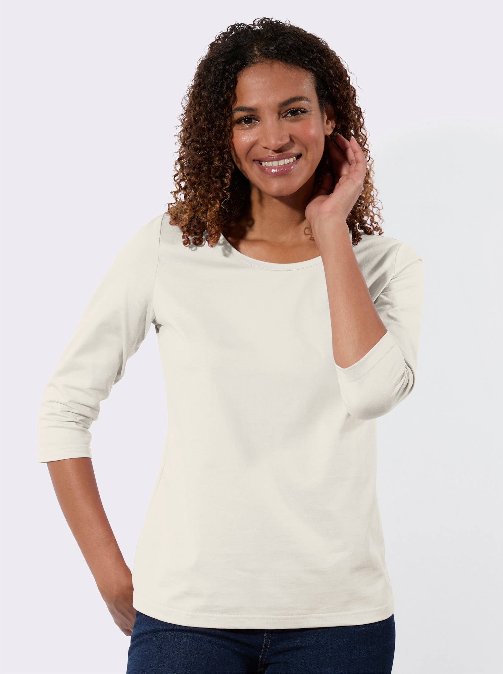 Shirt met 3/4-mouwen in set van 2 - ecru + ecru