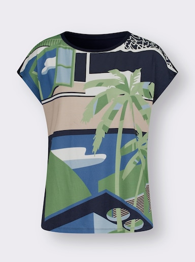 Kurzarmshirt - marine-apfel-bedruckt