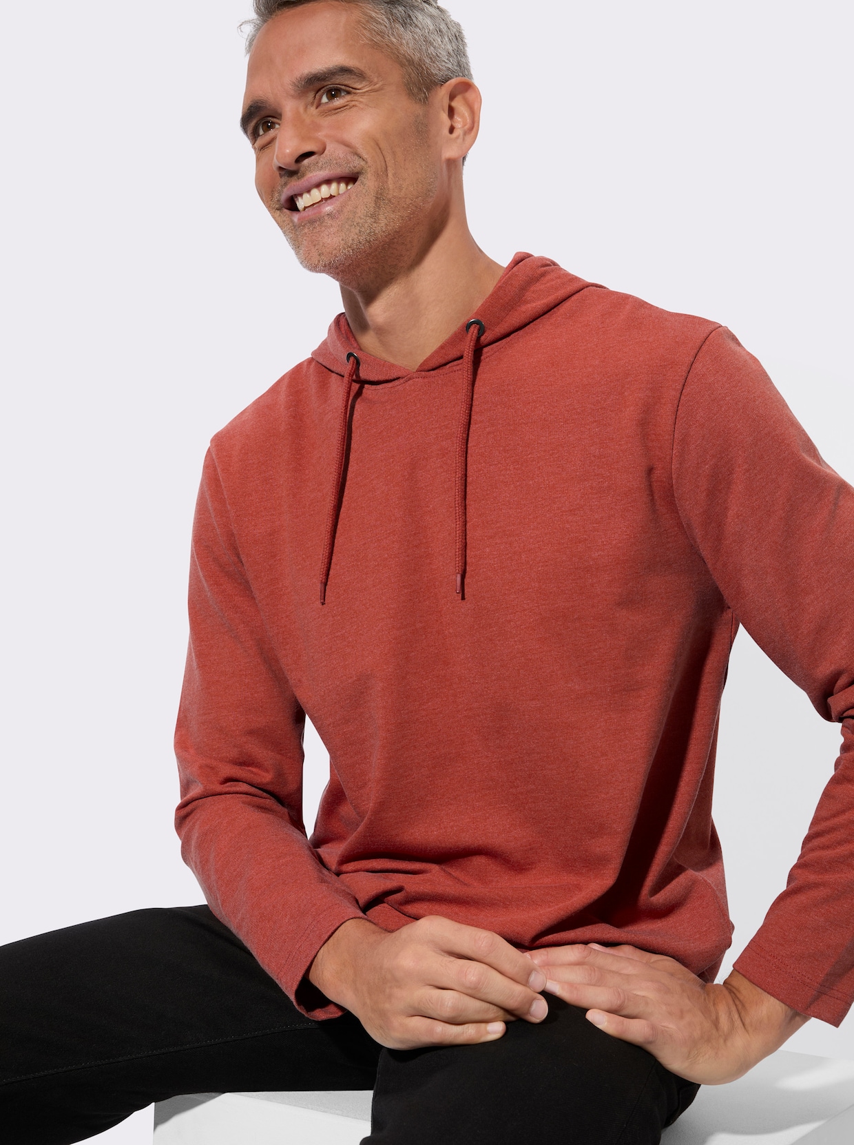 Mikina, kapucňa, viazačka - Hrdzavočervený melír