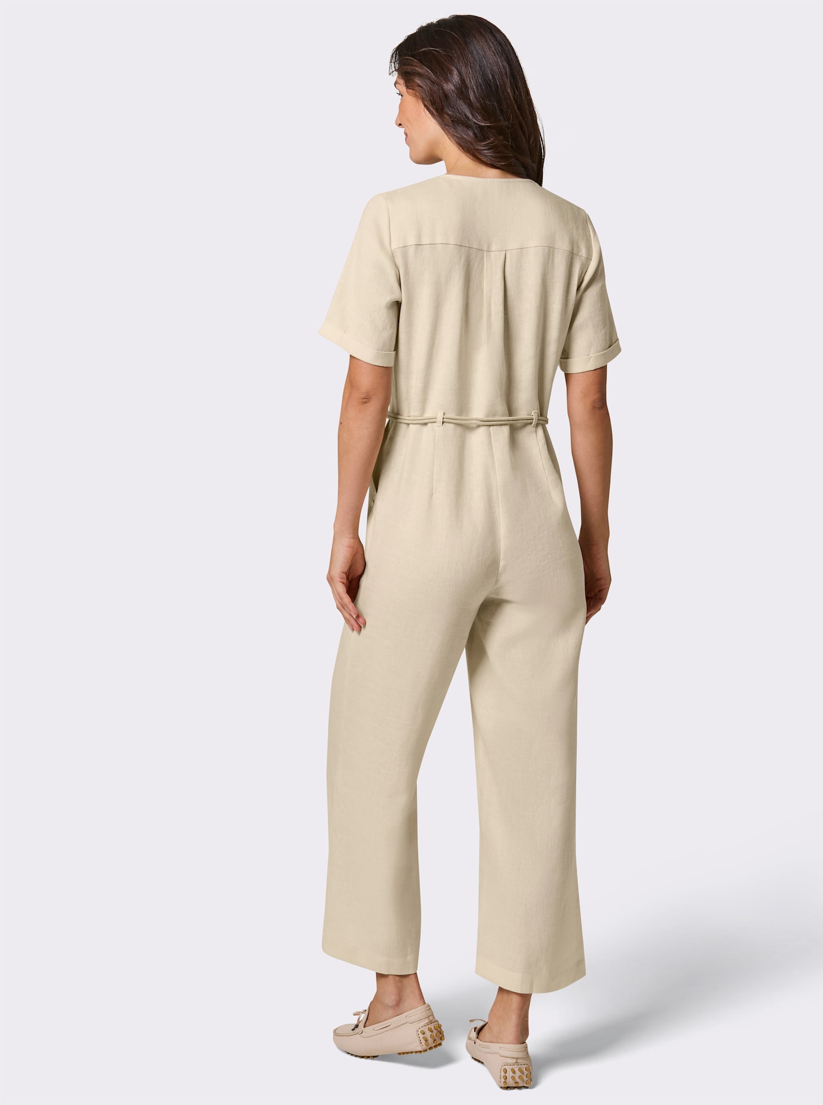 CREATION L PREMIUM Jumpsuit mit weiten Hosenbeinen - sand-meliert
